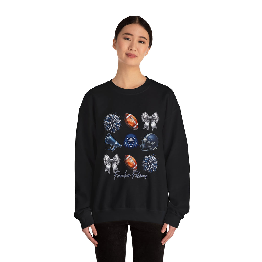 Freedom Falcons Football Crewneck Sweatshirt | Football Icons, Megaphone & Bows