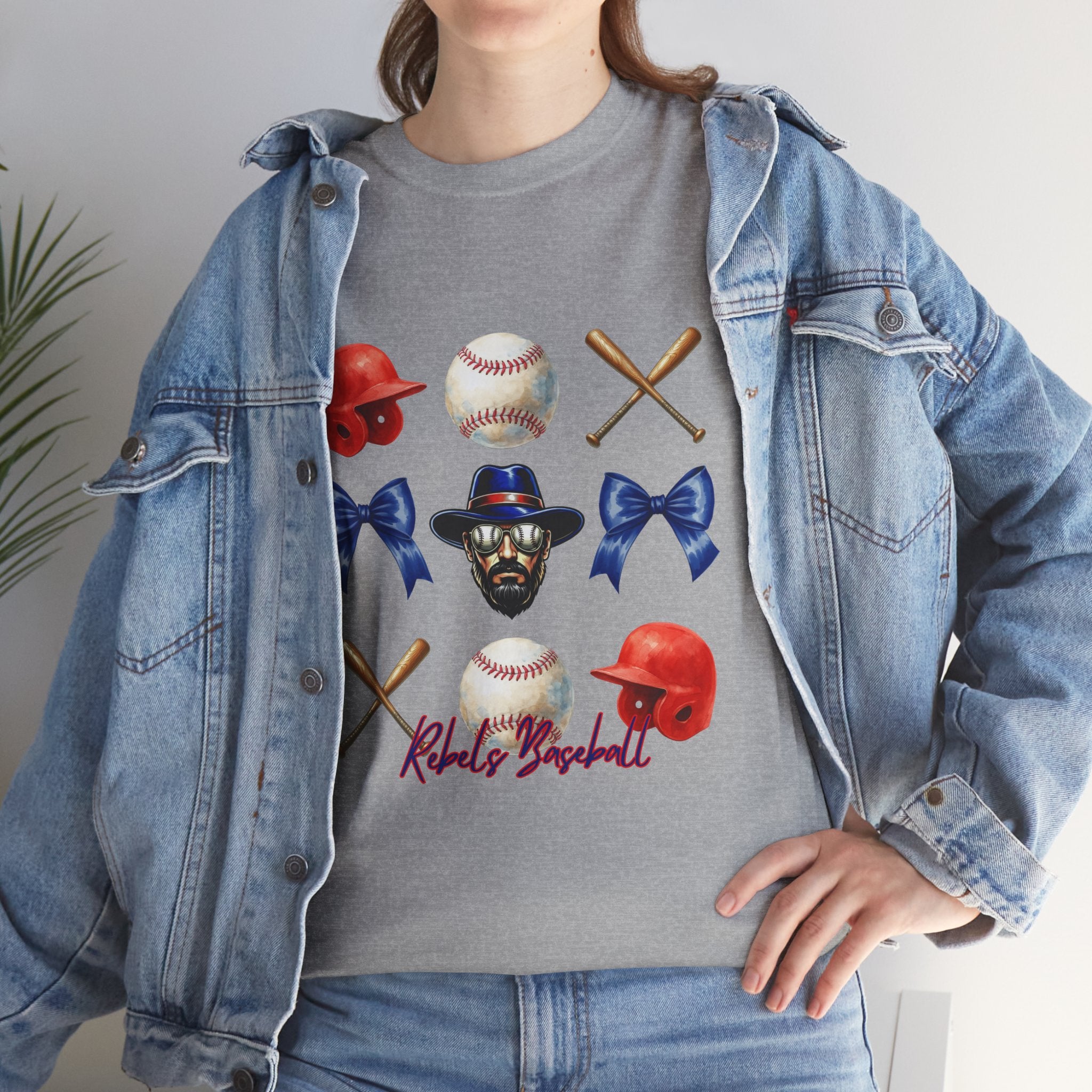 Rebels Baseball Helmet & Bats T-Shirt | Baseball Icons, Bow, Player Portrait