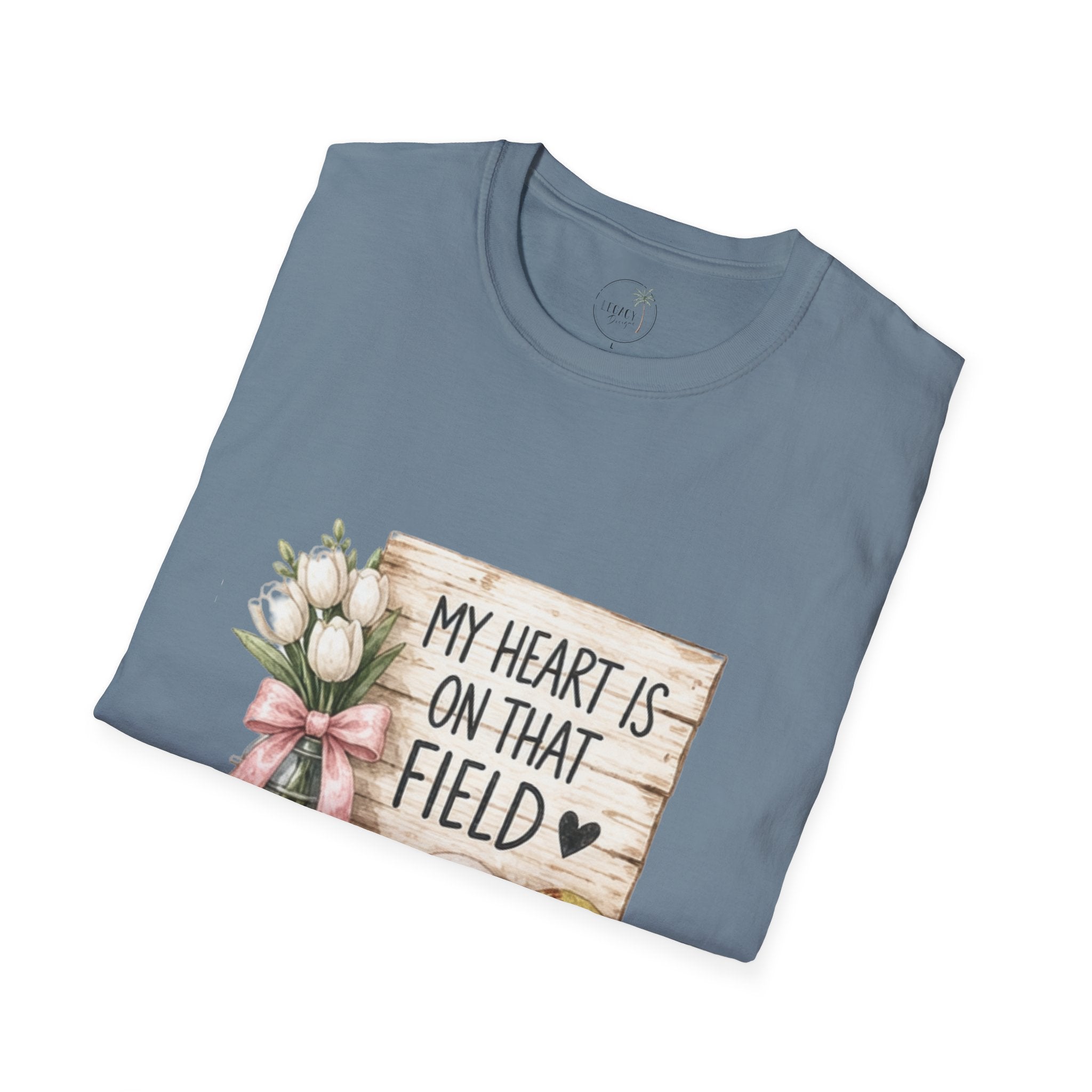 My Heart Is On That Field T-Shirt | Baseball Softball Mom Design