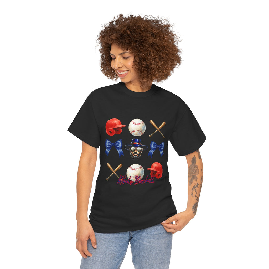 Rebels Baseball Helmet & Bats T-Shirt | Baseball Icons, Bow, Player Portrait