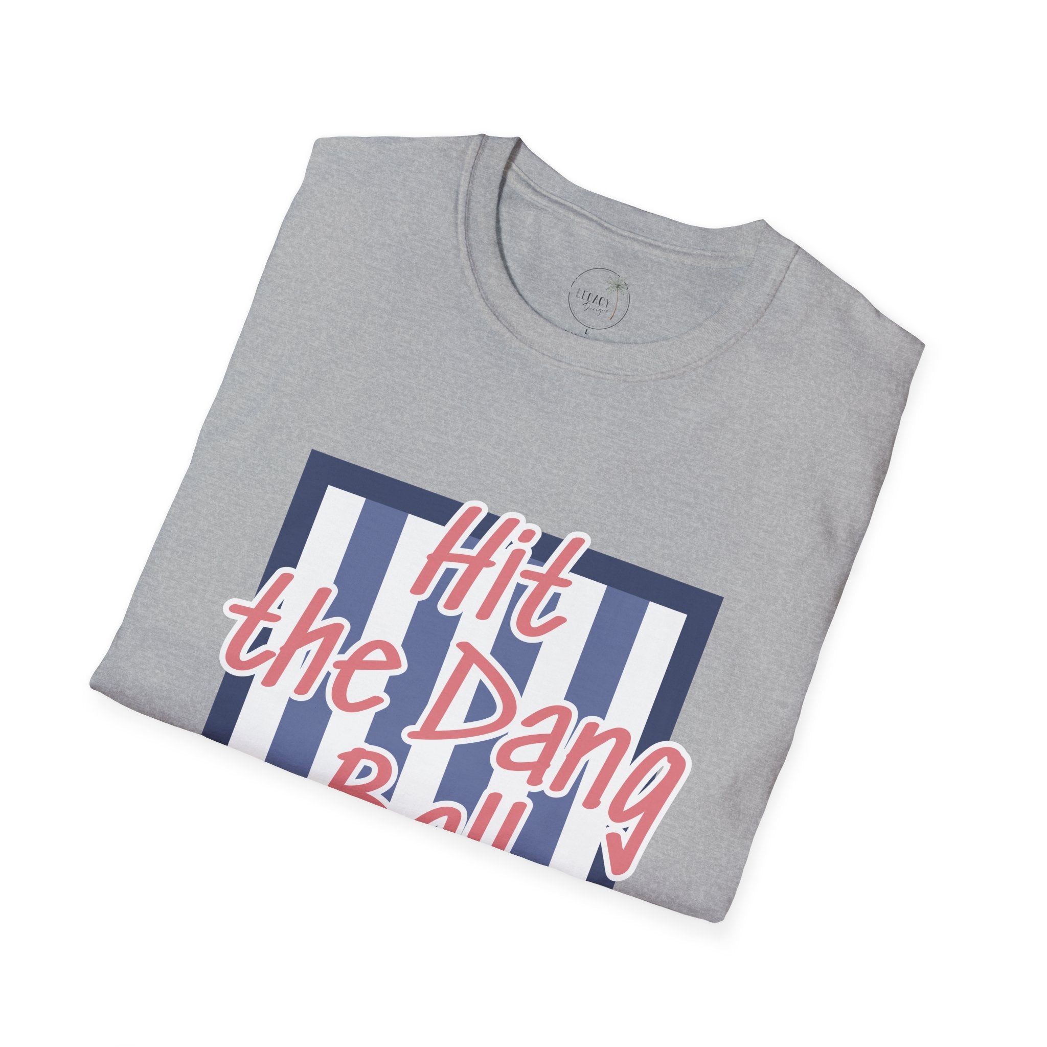 Preppy Hit the Dang Ball T-Shirt | Girly Baseball Graphic, Glove and Helmet Illustration