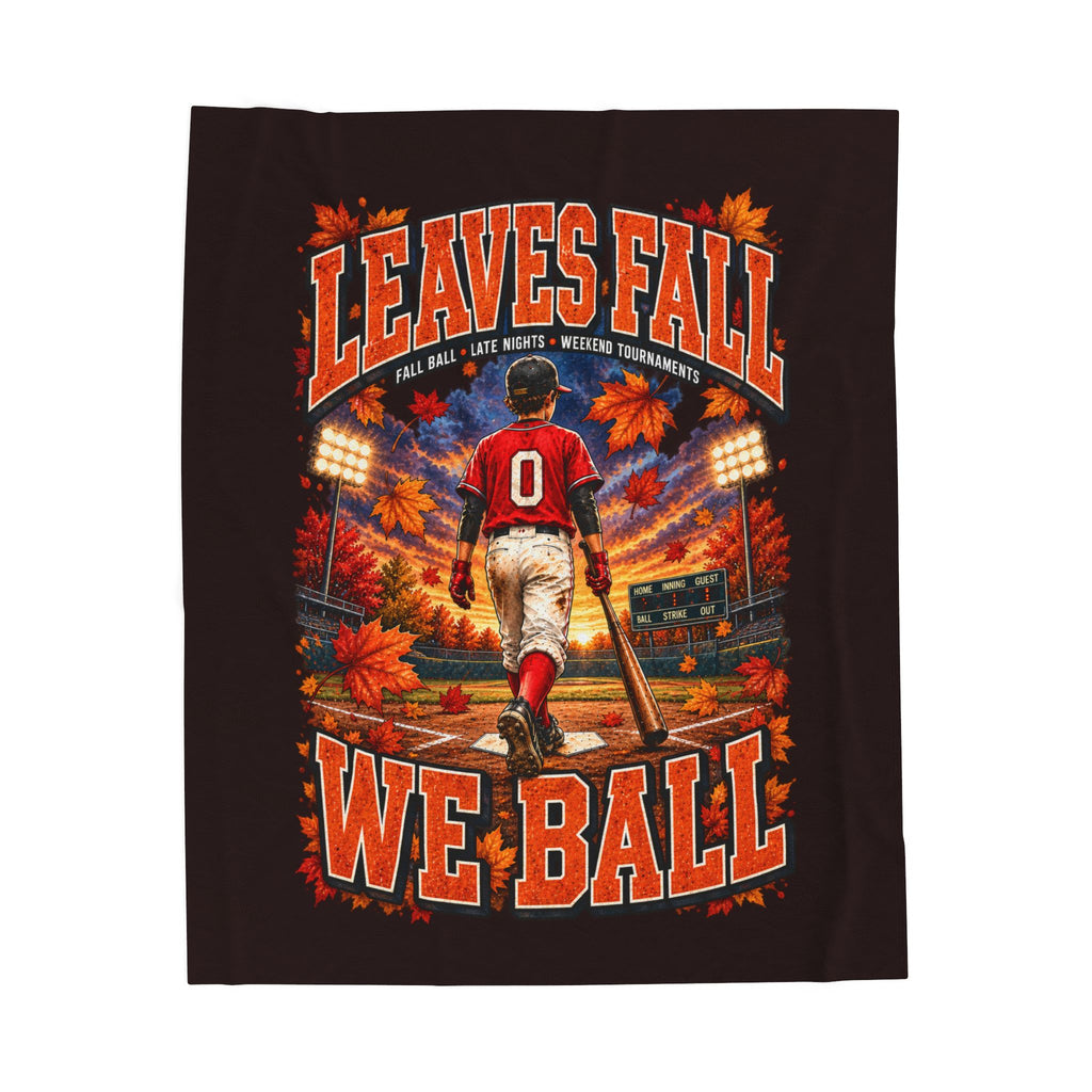 Leaves Fall We Ball baseball blanket | autumn sports stadium design