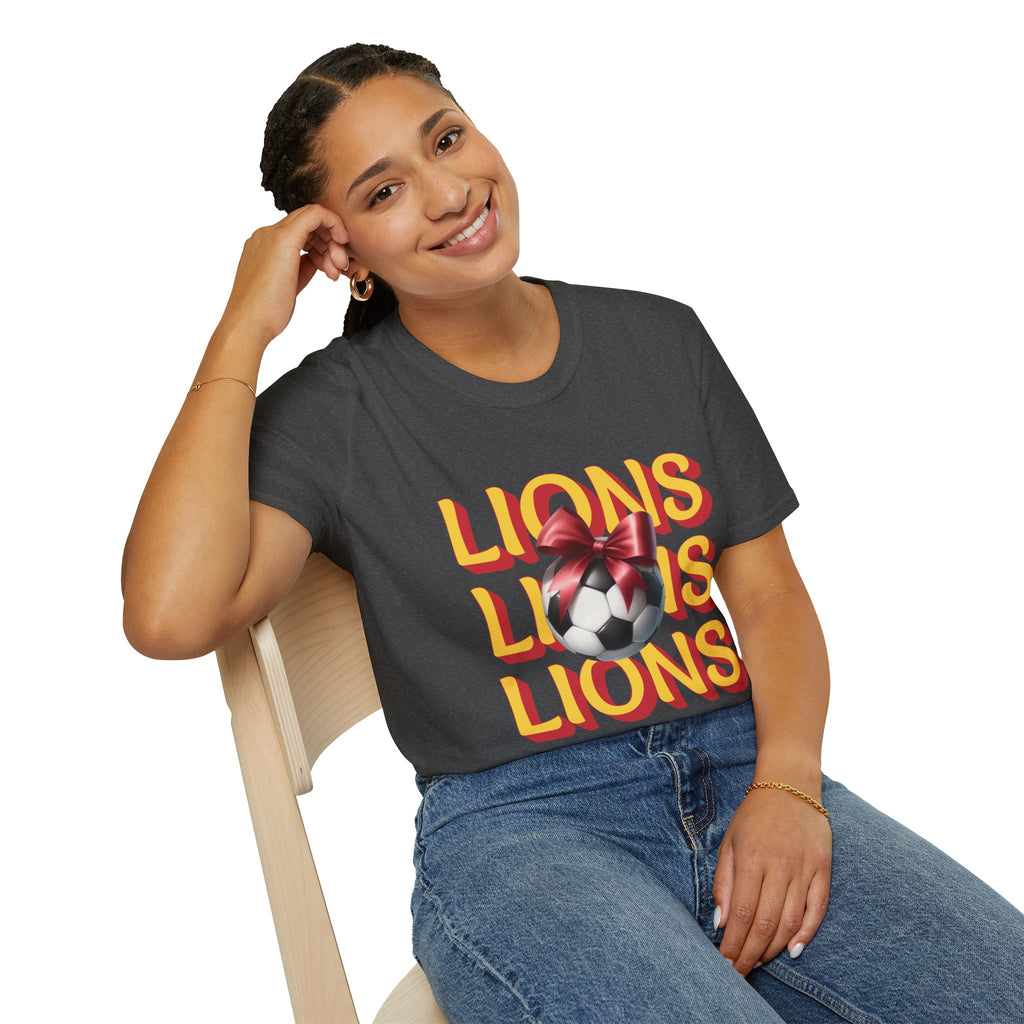 Liberty Lions Soccer Graphic Tee — Retro Lions Bow Soccer Ball Design