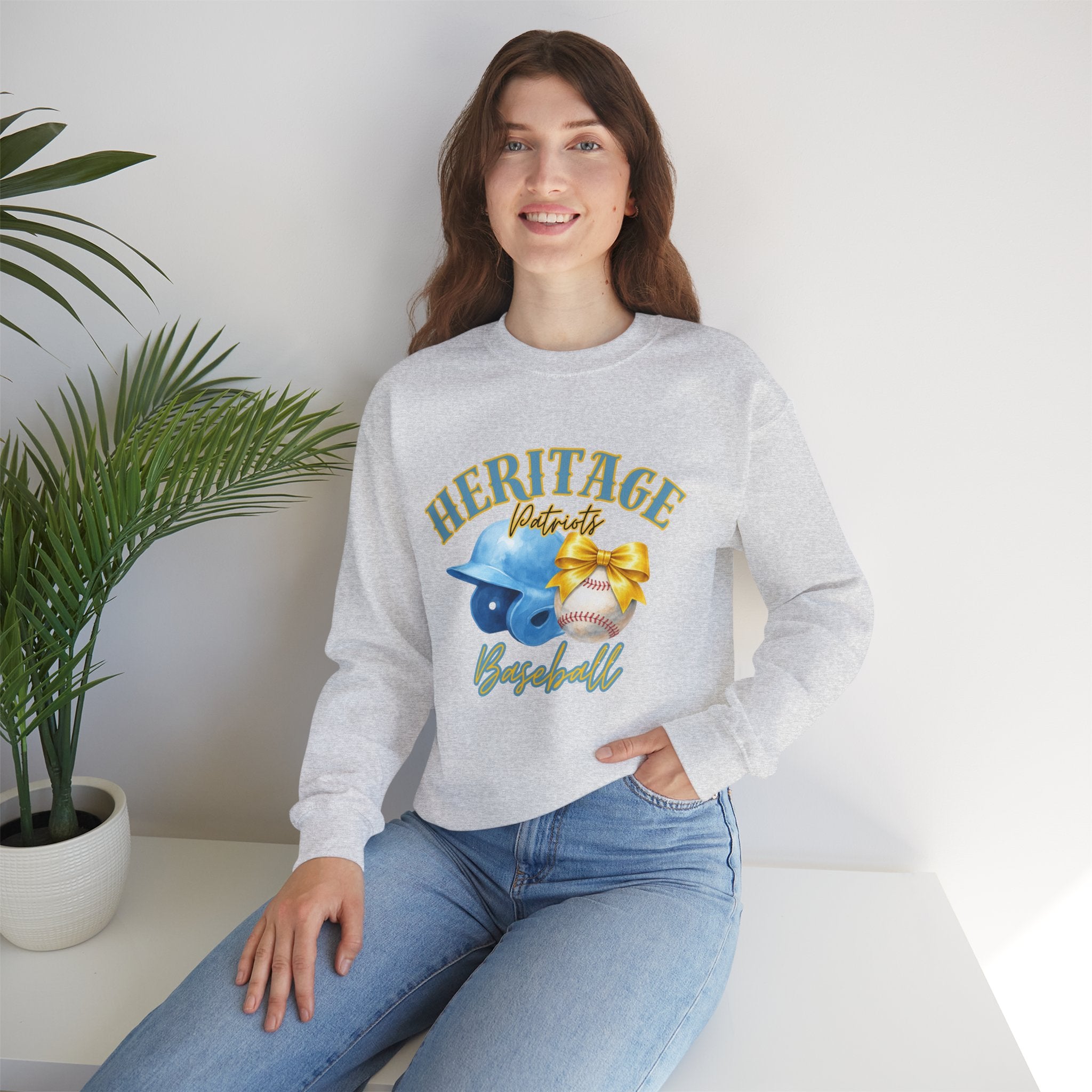 Heritage Patriots Baseball Crewneck Sweatshirt | Helmet, Ball, Bow