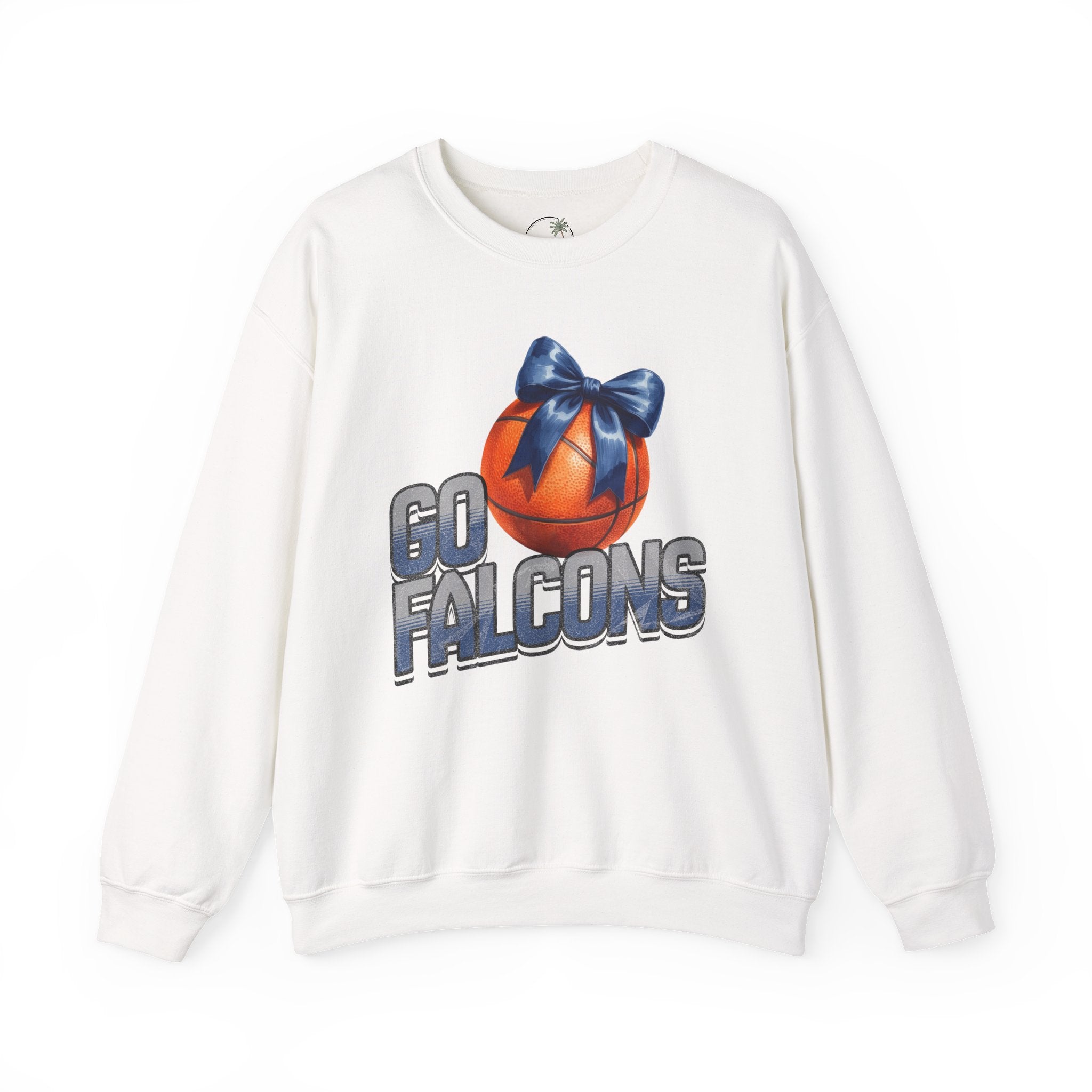 Go Falcons Basketball with Blue Bow Sweatshirt | Team Spirit Crewneck