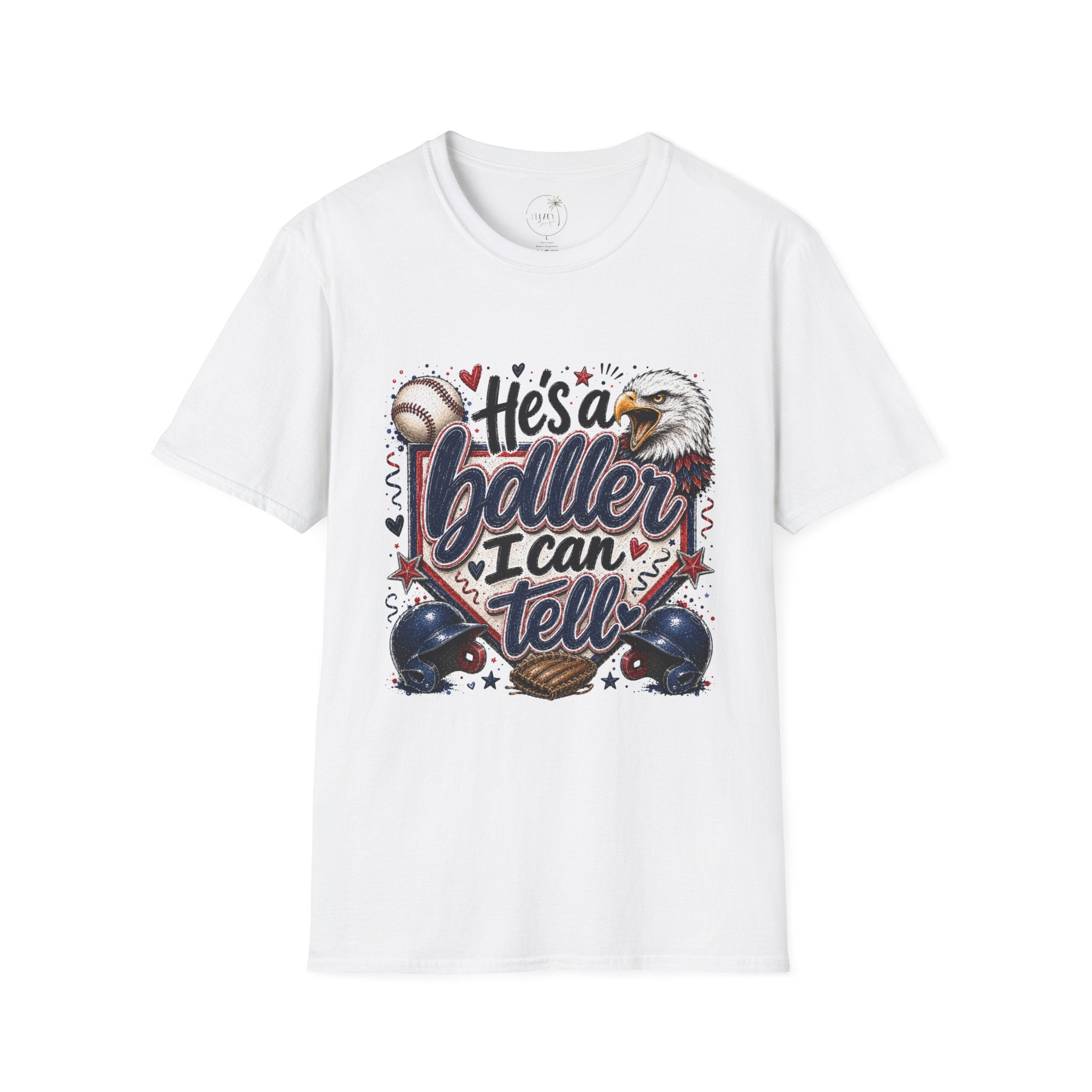 EAGLES-"He's a Ball-er I Can Tell" Patriotic Eagle Design Baseball Mom T‑Shirt —