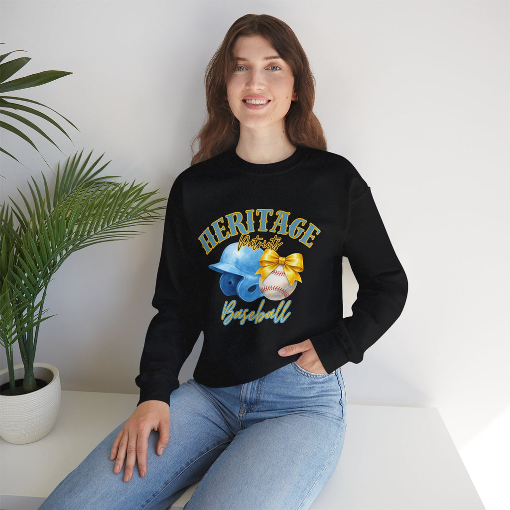 Heritage Patriots Baseball Crewneck Sweatshirt | Helmet, Ball, Bow