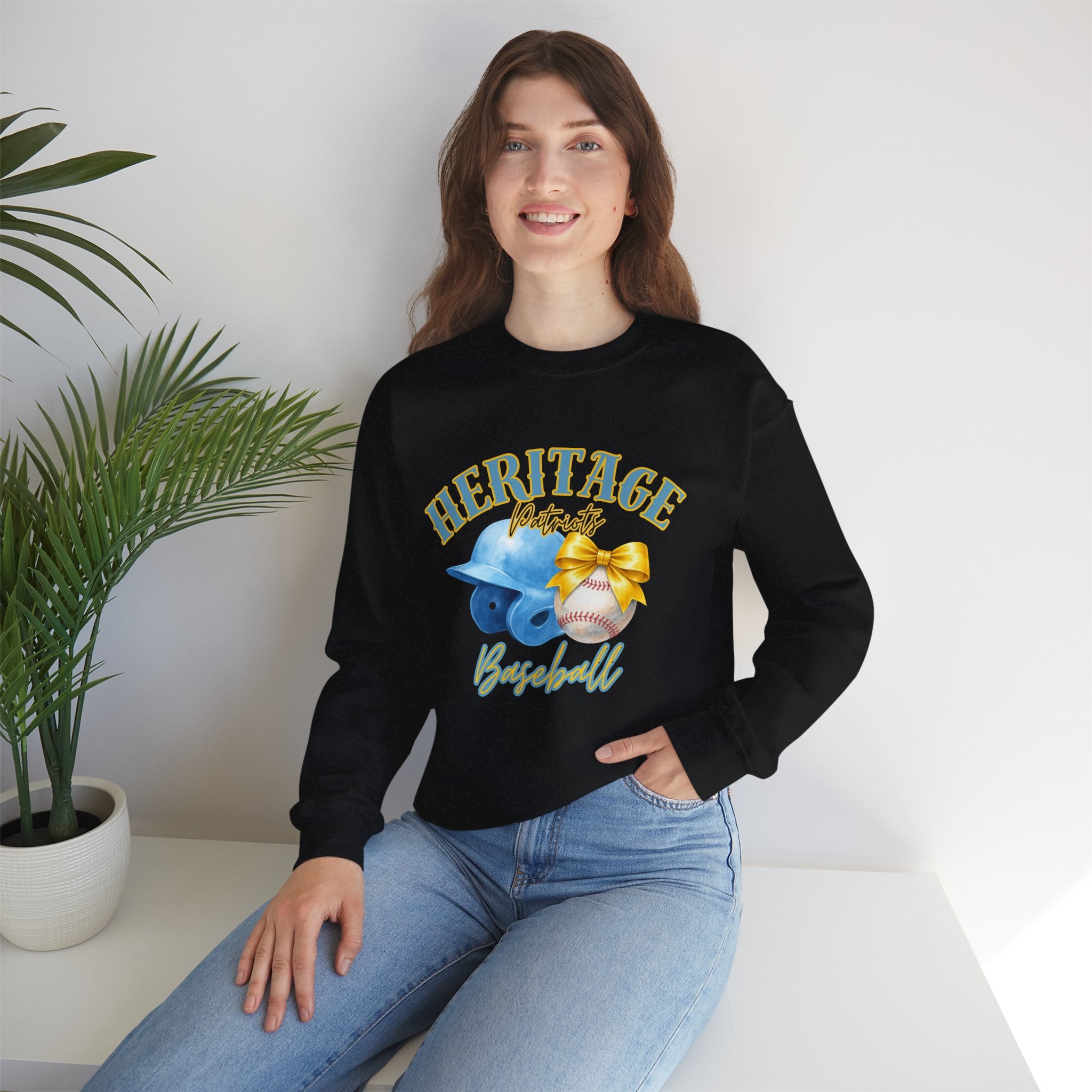 Heritage Patriots Baseball Crewneck Sweatshirt | Helmet, Ball, Bow