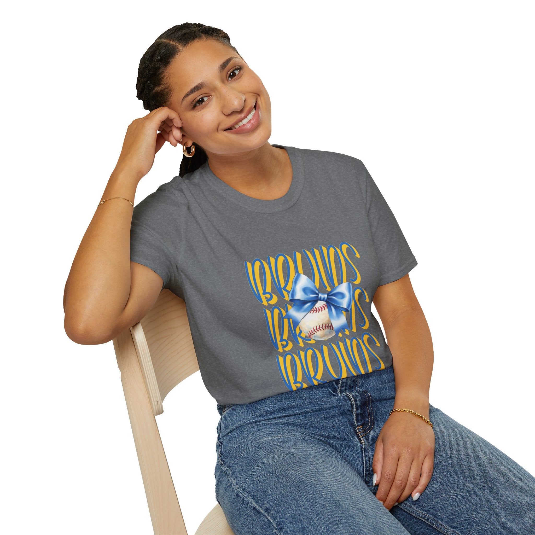 Bruins Baseball with Blue Bow T-Shirt | Sports Team Fan Tee