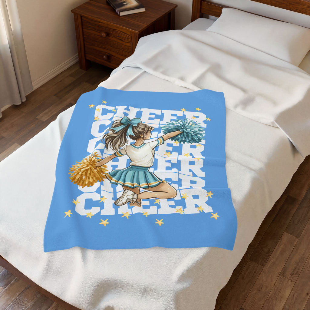 Cheerleader Velveteen Plush Blanket - Cozy Throw for Sports Fans, Cheer Events, Cheer MOM gift, Gift Idea for Cheerleaders, Soft Blanket
