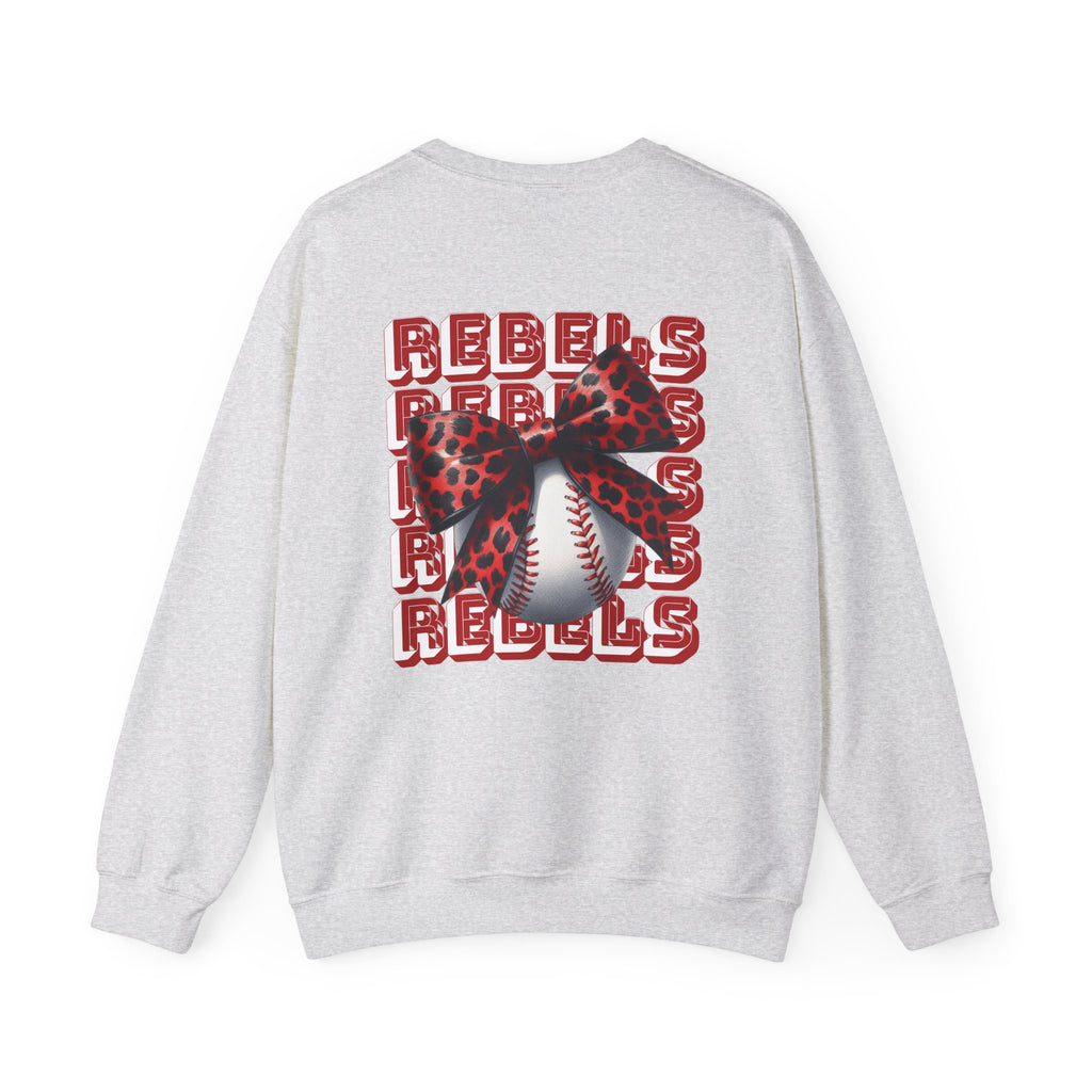 Rebels Leopard Bow Crewneck Sweatshirt | Baseball Graphic