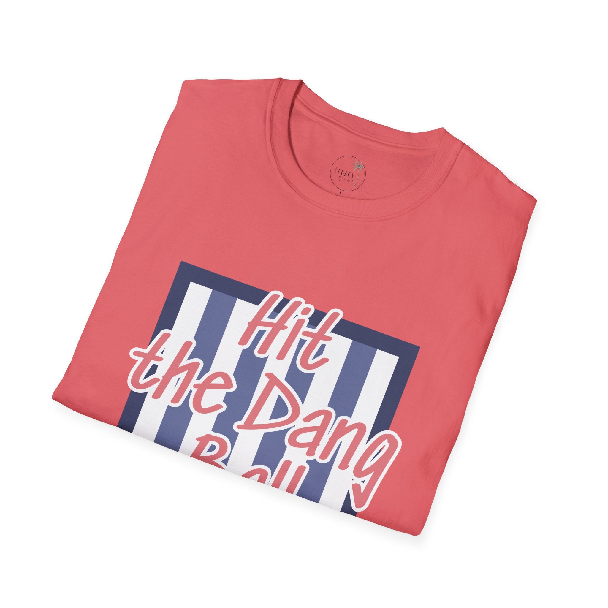 Preppy Hit the Dang Ball T-Shirt | Girly Baseball Graphic, Glove and Helmet Illustration