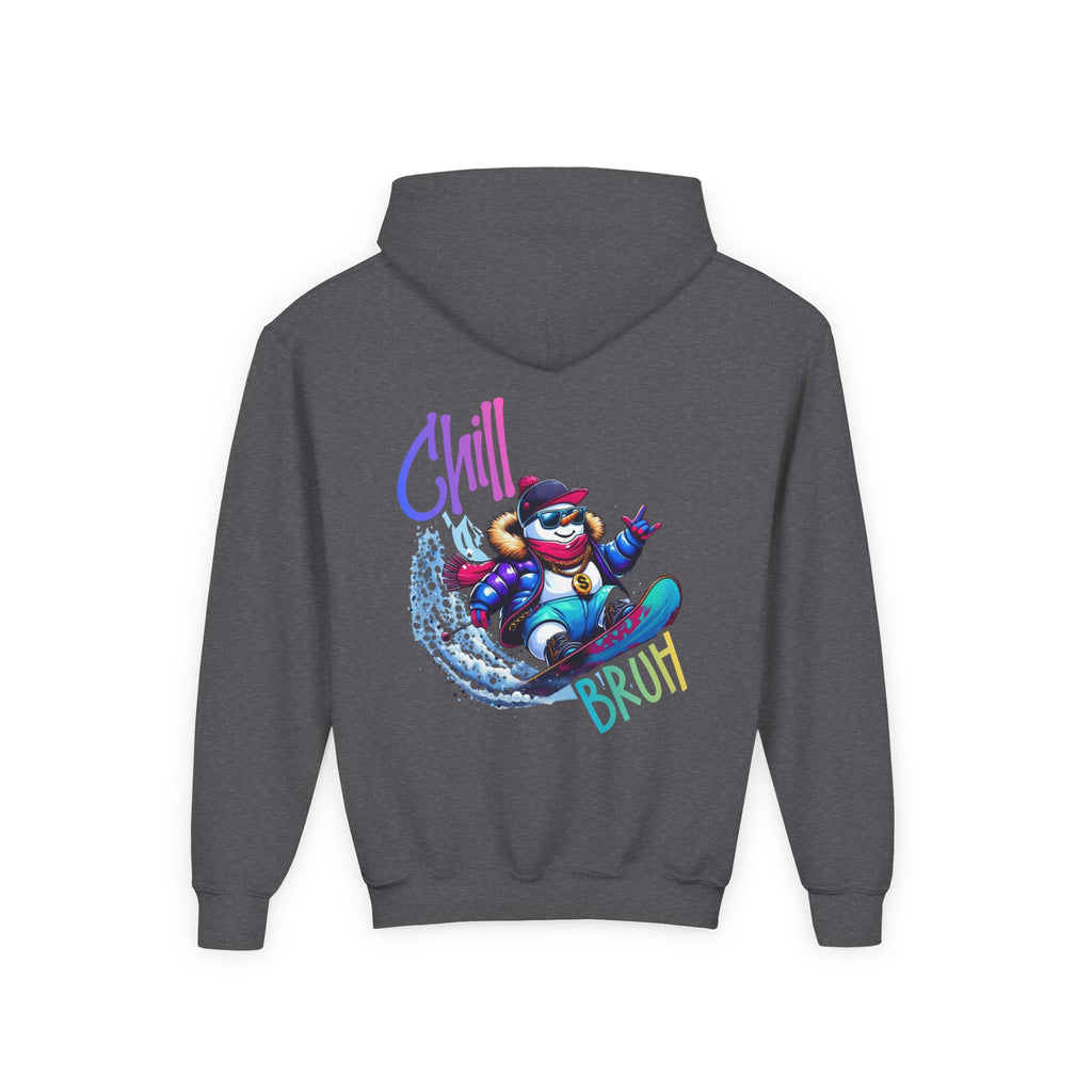 Chill Bruh Snowboarding Character Hoodie | Youth Hooded Sweatshirt