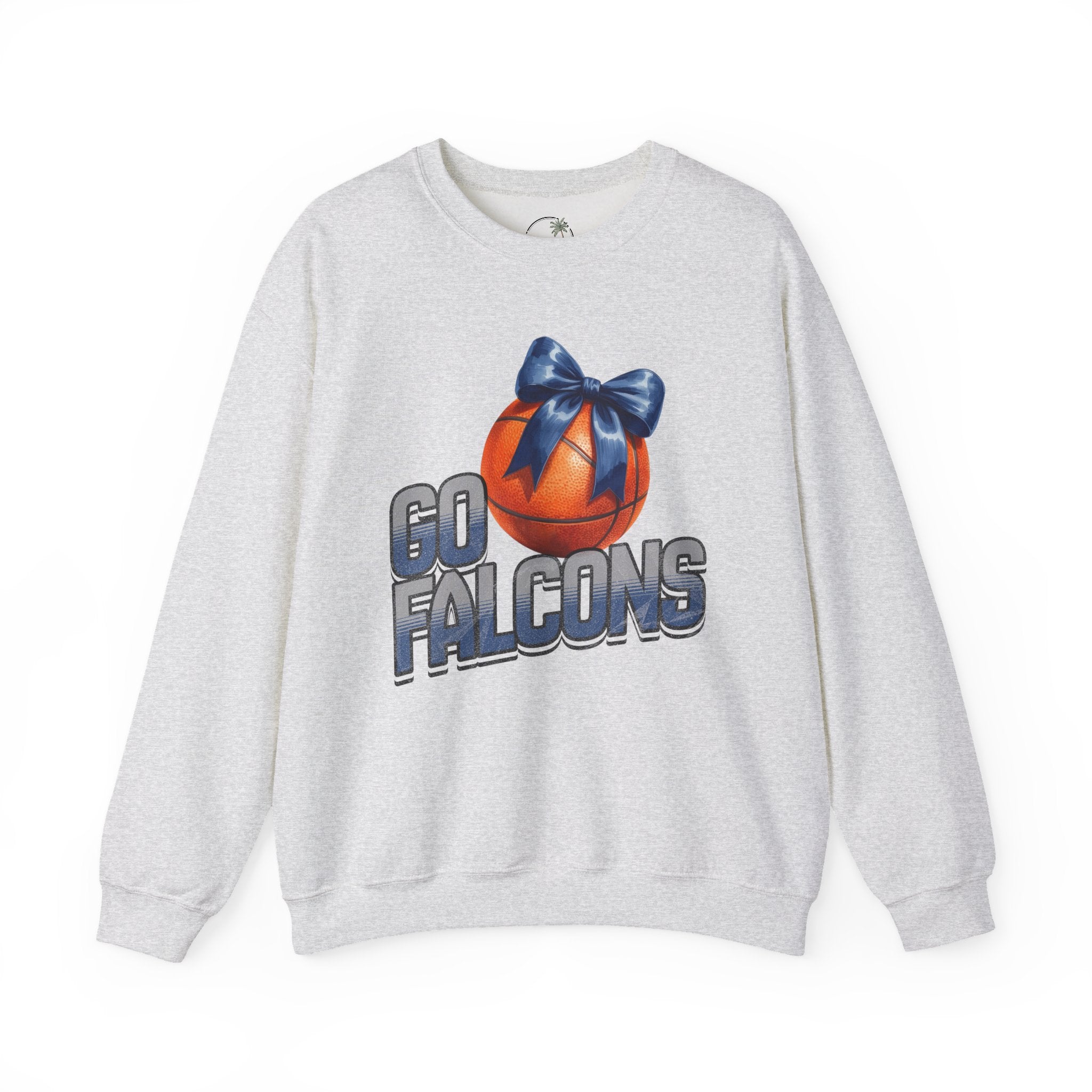 Go Falcons Basketball with Blue Bow Sweatshirt | Team Spirit Crewneck