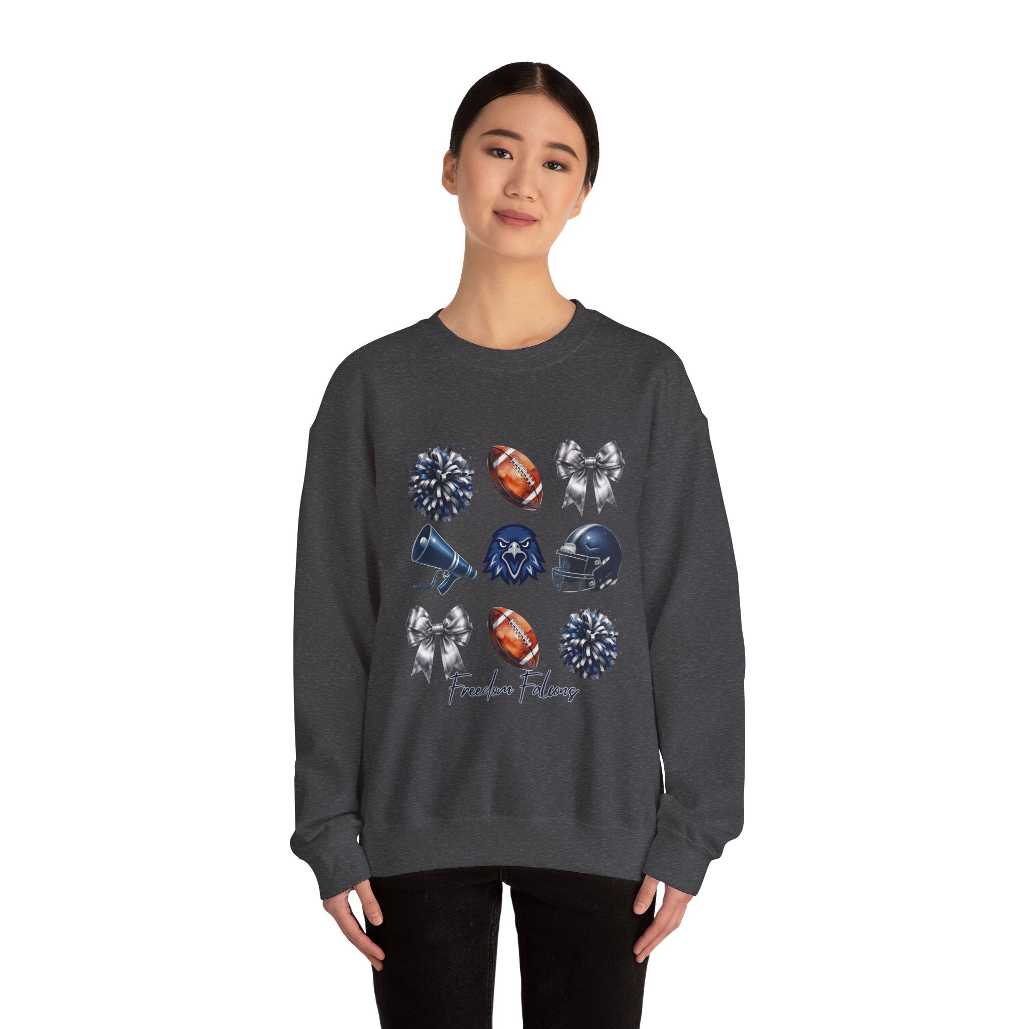 Freedom Falcons Football Crewneck Sweatshirt | Football Icons, Megaphone & Bows