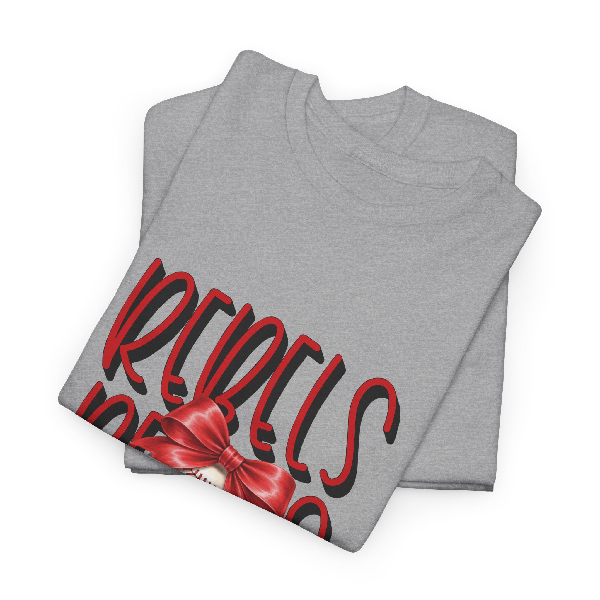 Rebels Baseball Graphic Tee | Script Lettering, Baseball with Bow