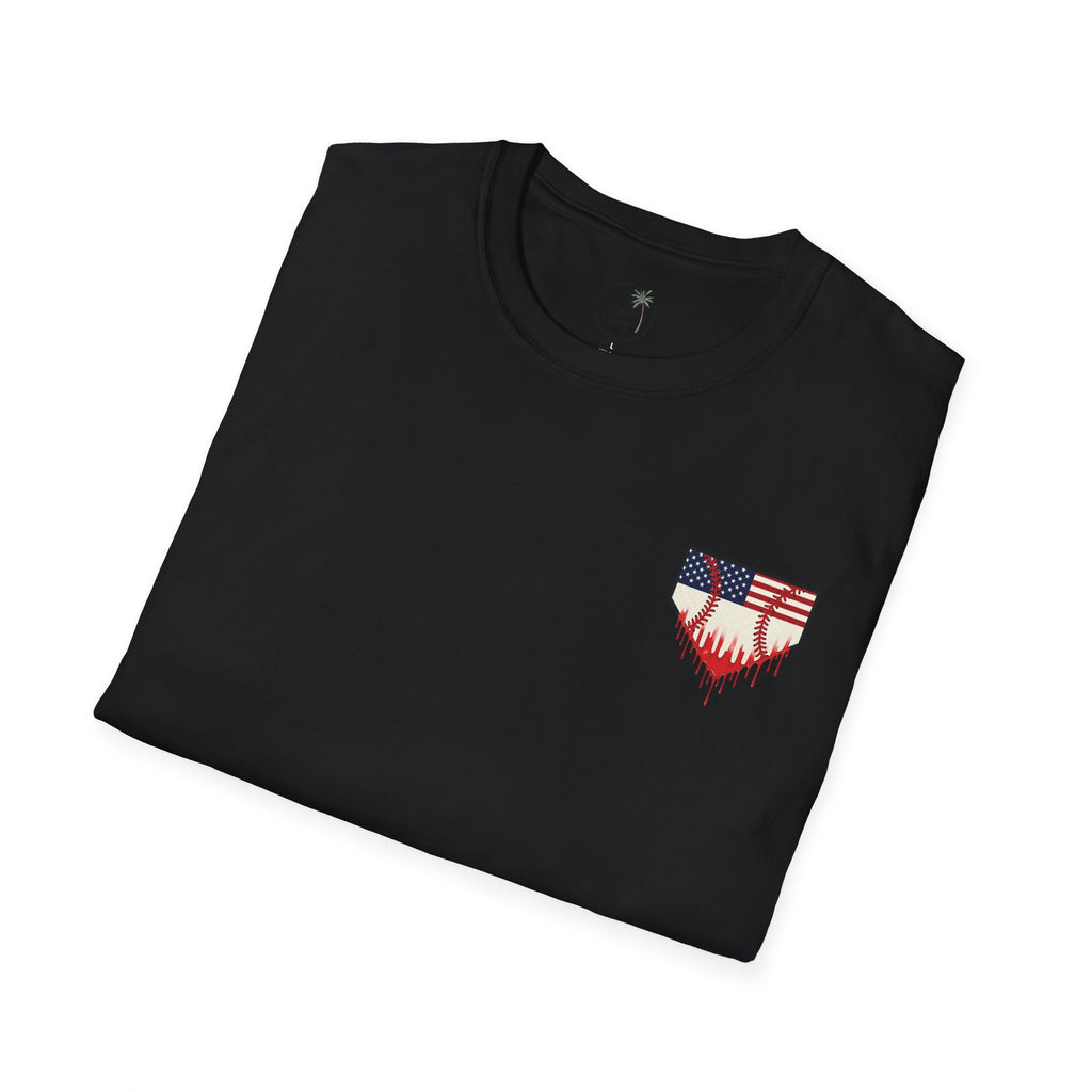 Rebels American Flag Baseball T-Shirt |American Flag Home Plate Drip Design