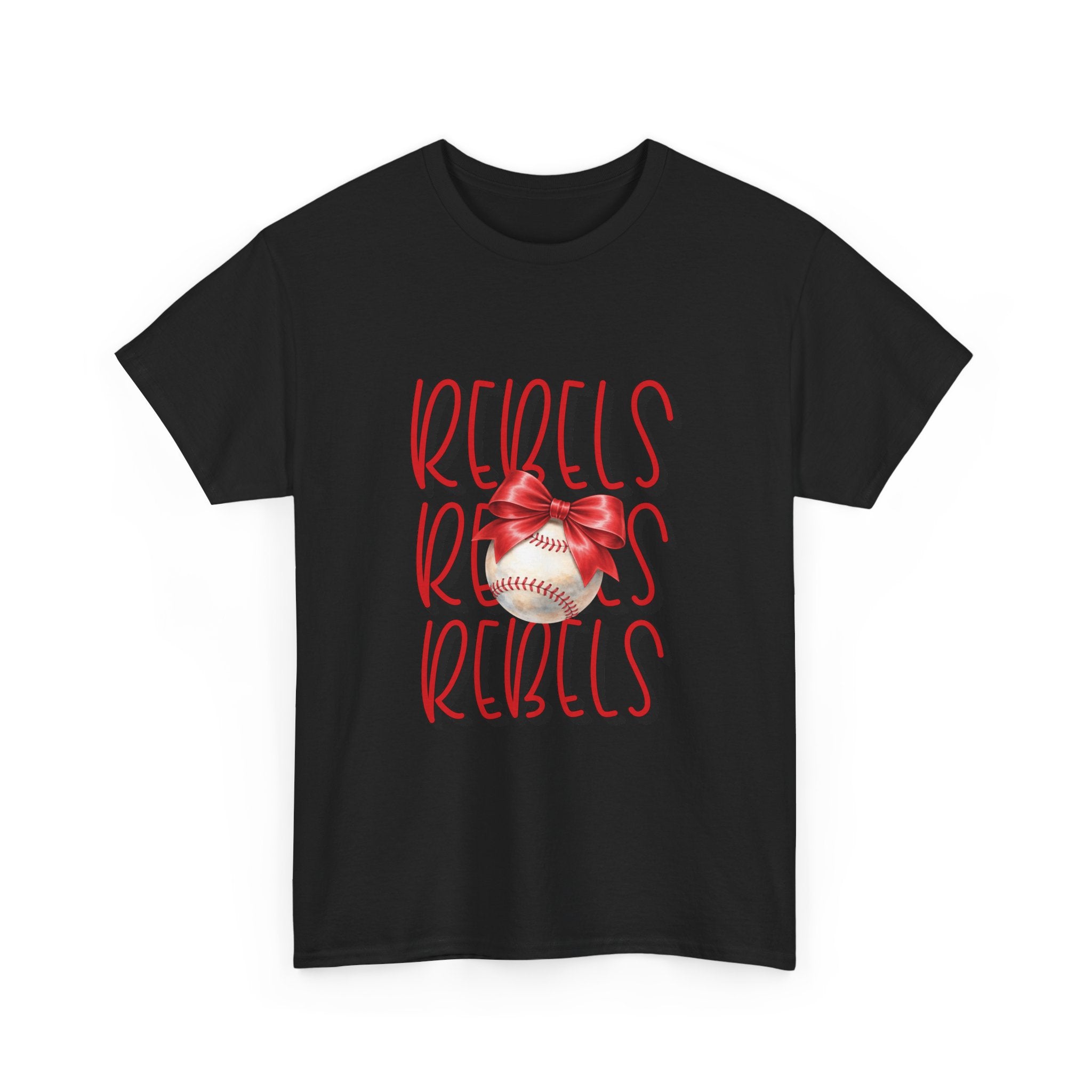 Rebels Baseball Graphic Tee | Script Lettering, Baseball with Bow