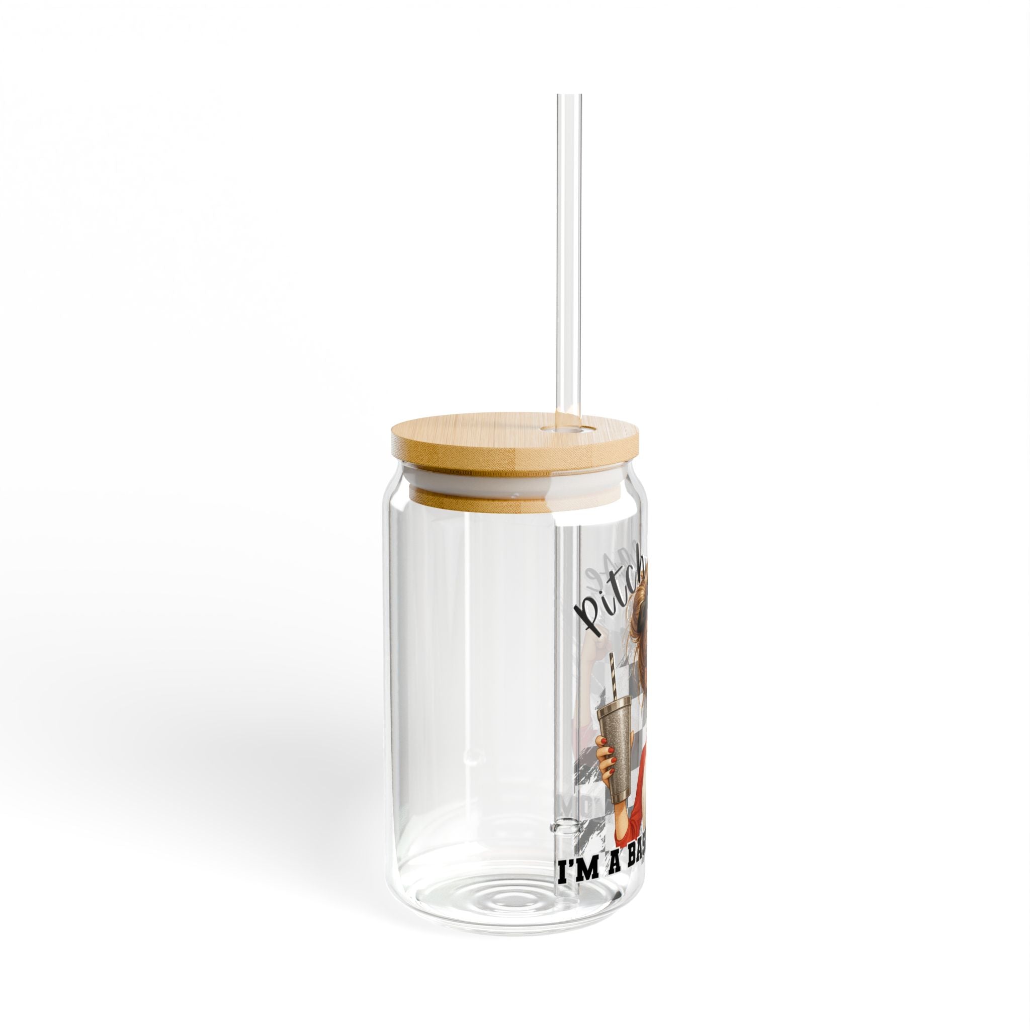 Baseball Mom Sipper Glass, Pitch Please, Sports Drinkware, Gift for Baseball Lovers, Summer Refreshment, 16oz Drinking Jar