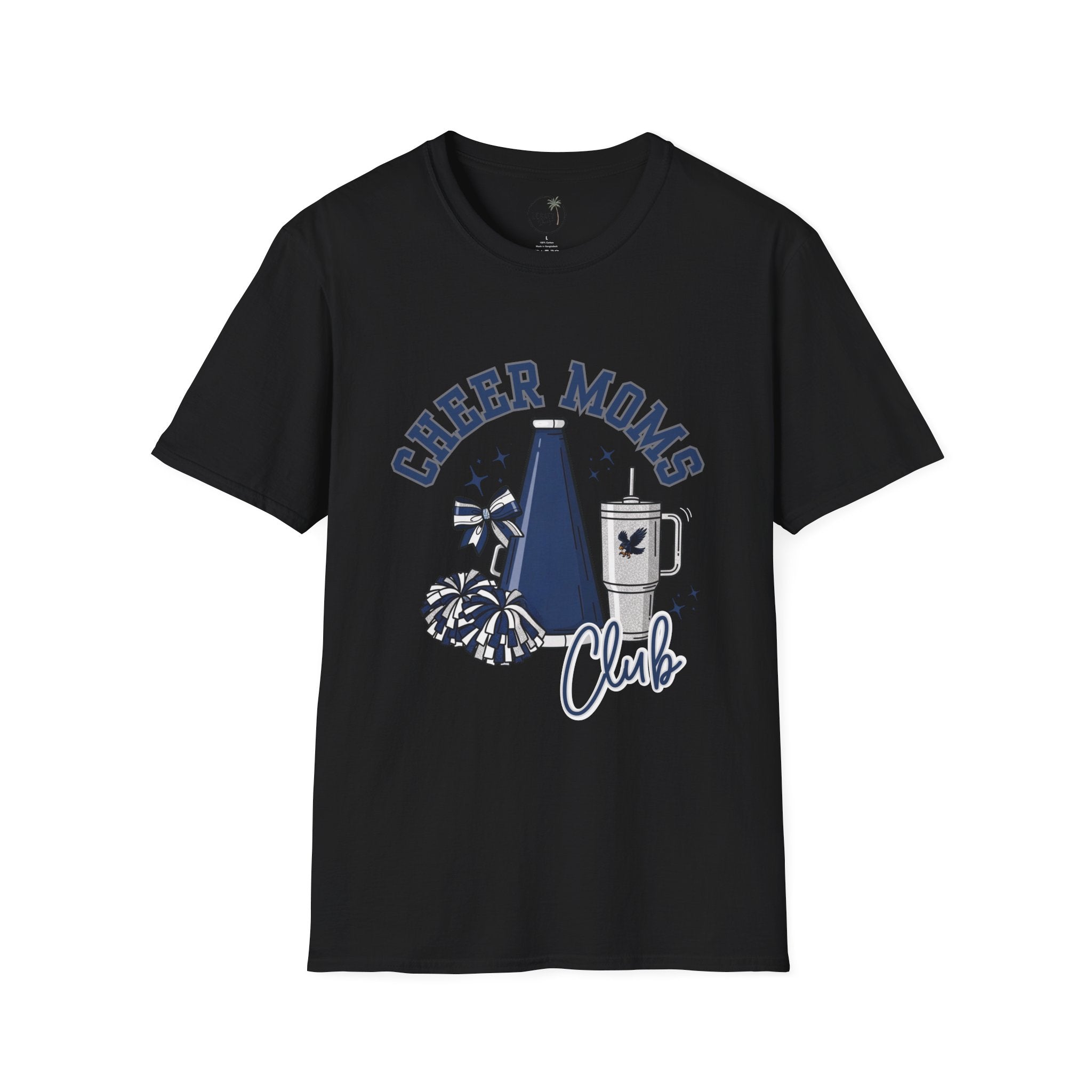 Cheer Moms Club T-Shirt | Pom Pom, Megaphone, Coffee Graphic