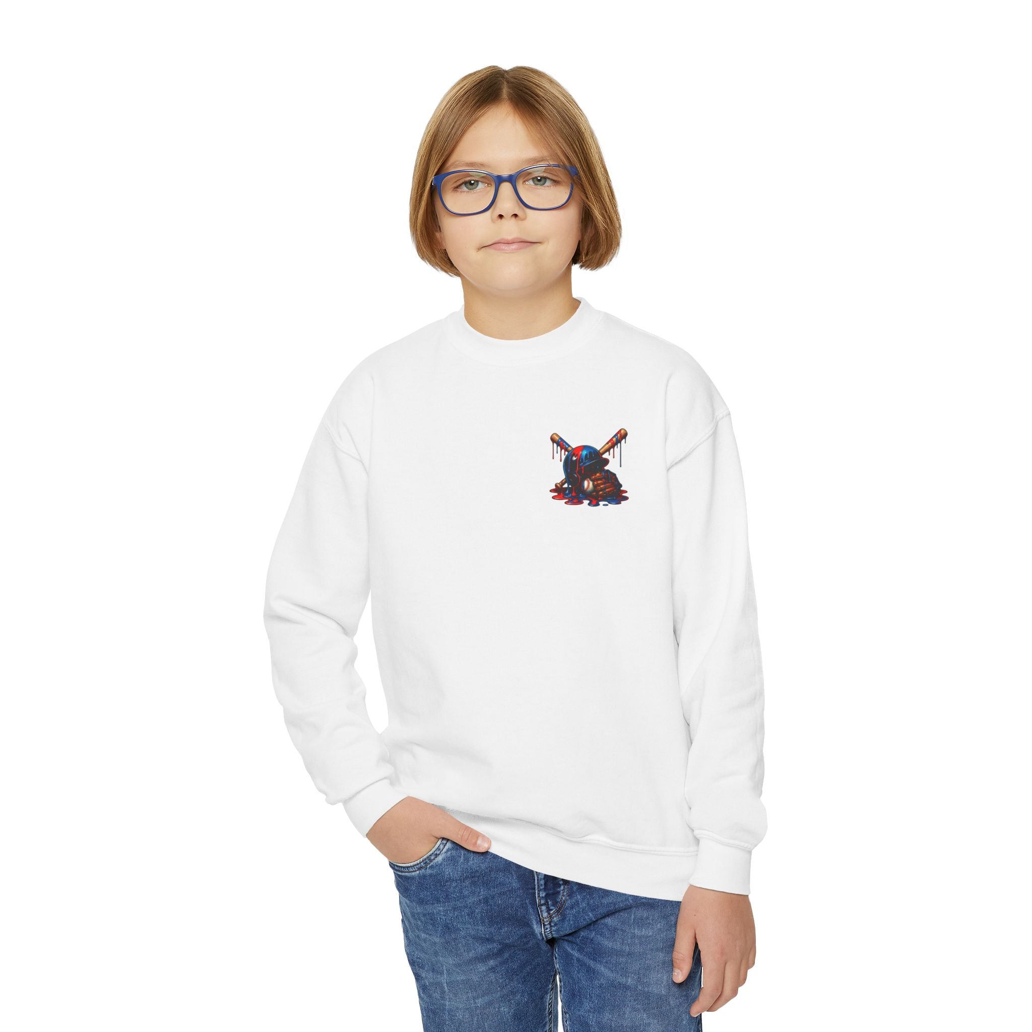 Drip Baseball Helmet Youth Sweatshirt | Drip Graphic, Sports Skull