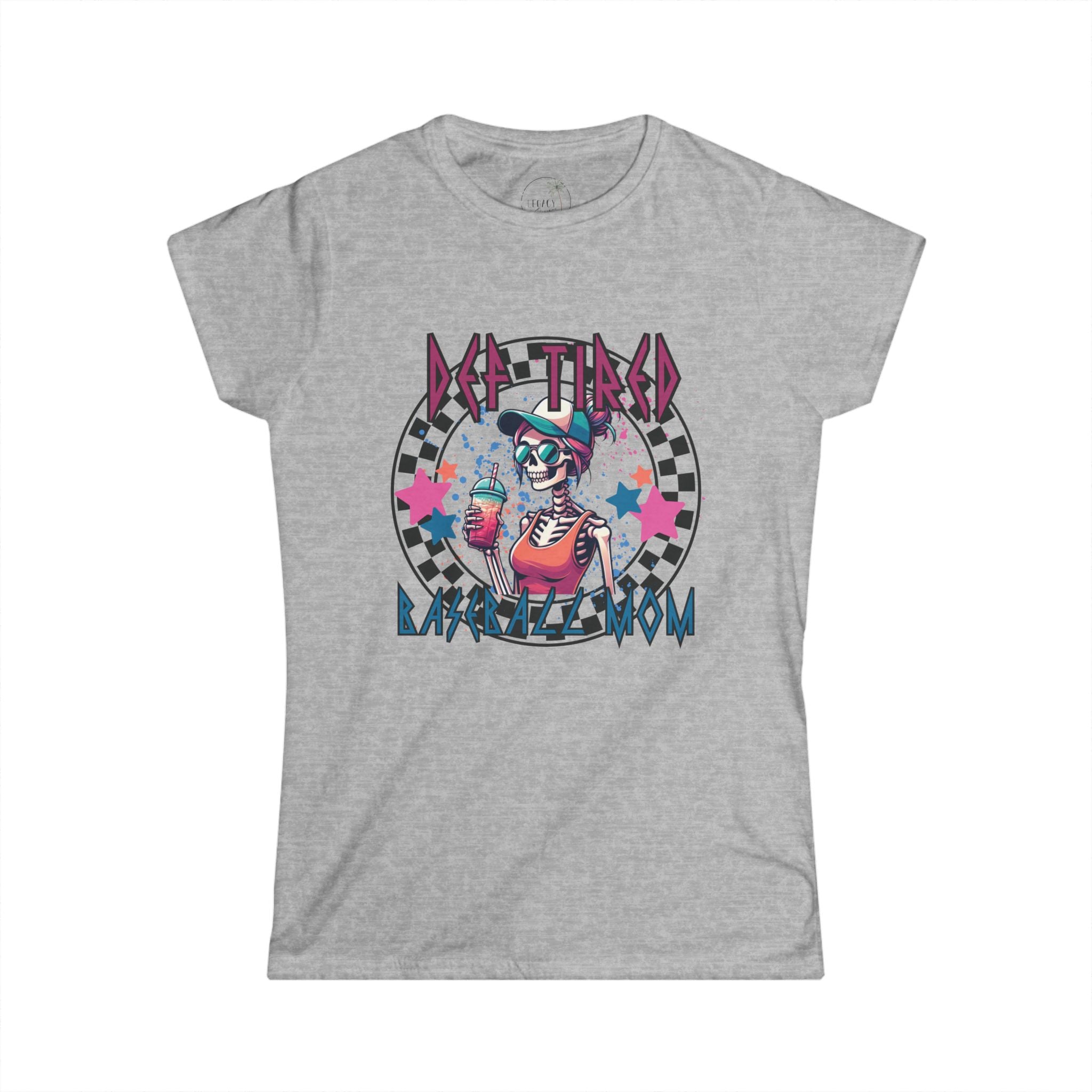Def Tired Baseball Mom Tee | Checkerboard Punk Aesthetic