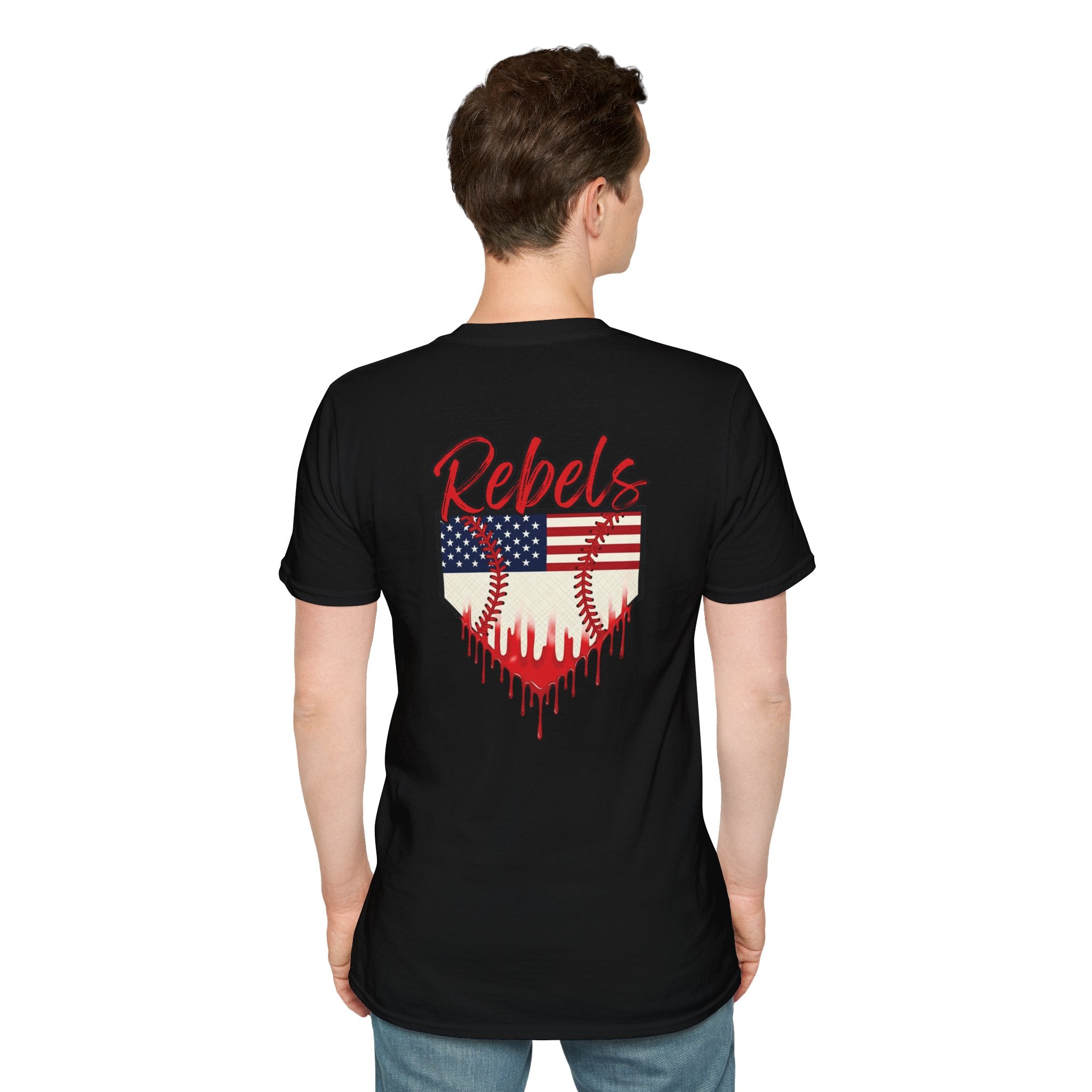 Rebels American Flag Baseball T-Shirt |American Flag Home Plate Drip Design