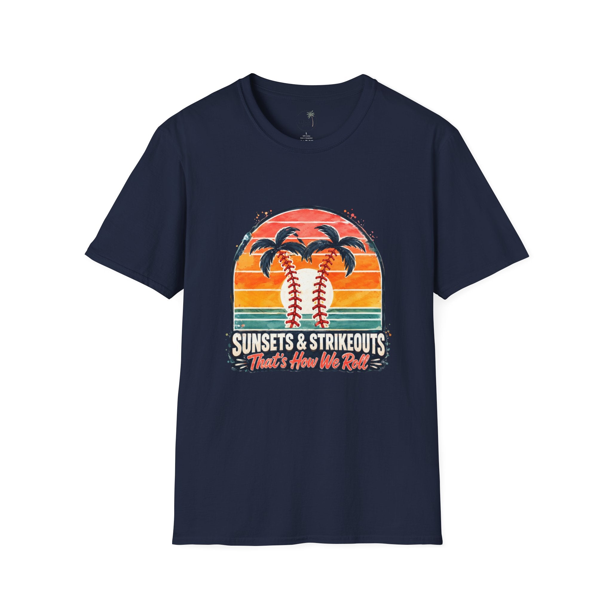 Sunset Baseball Palm Trees T-Shirt | Sunsets & Strikeouts Vintage Sunset Baseball Shirt