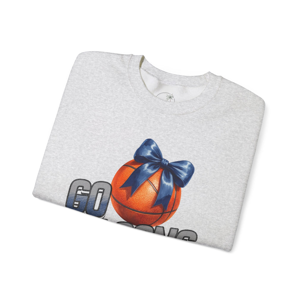 Go Falcons Basketball with Blue Bow Sweatshirt | Team Spirit Crewneck