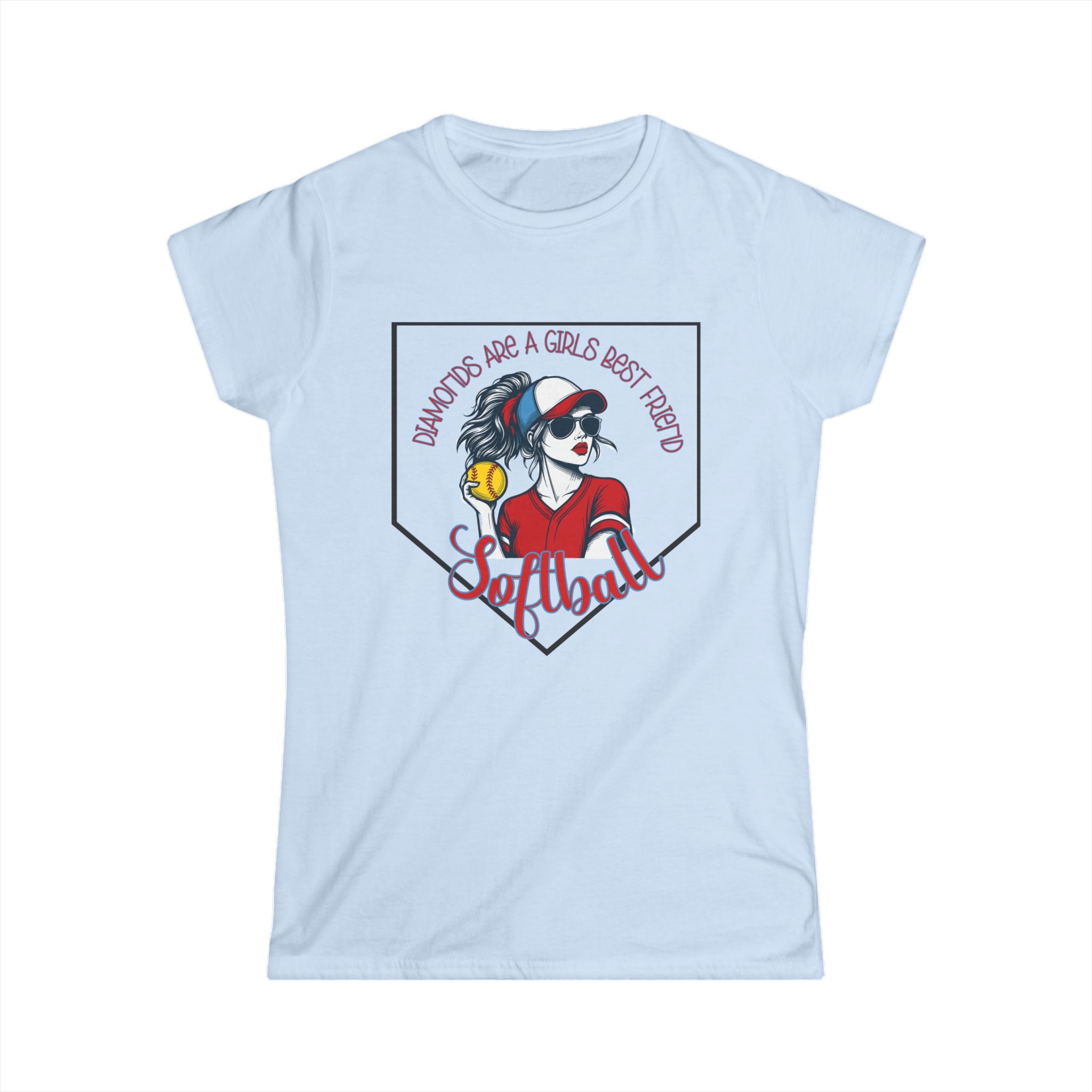 Badass Softball Girl Graphic Tee | Diamonds are a girls best friend Softball Home Plate Design