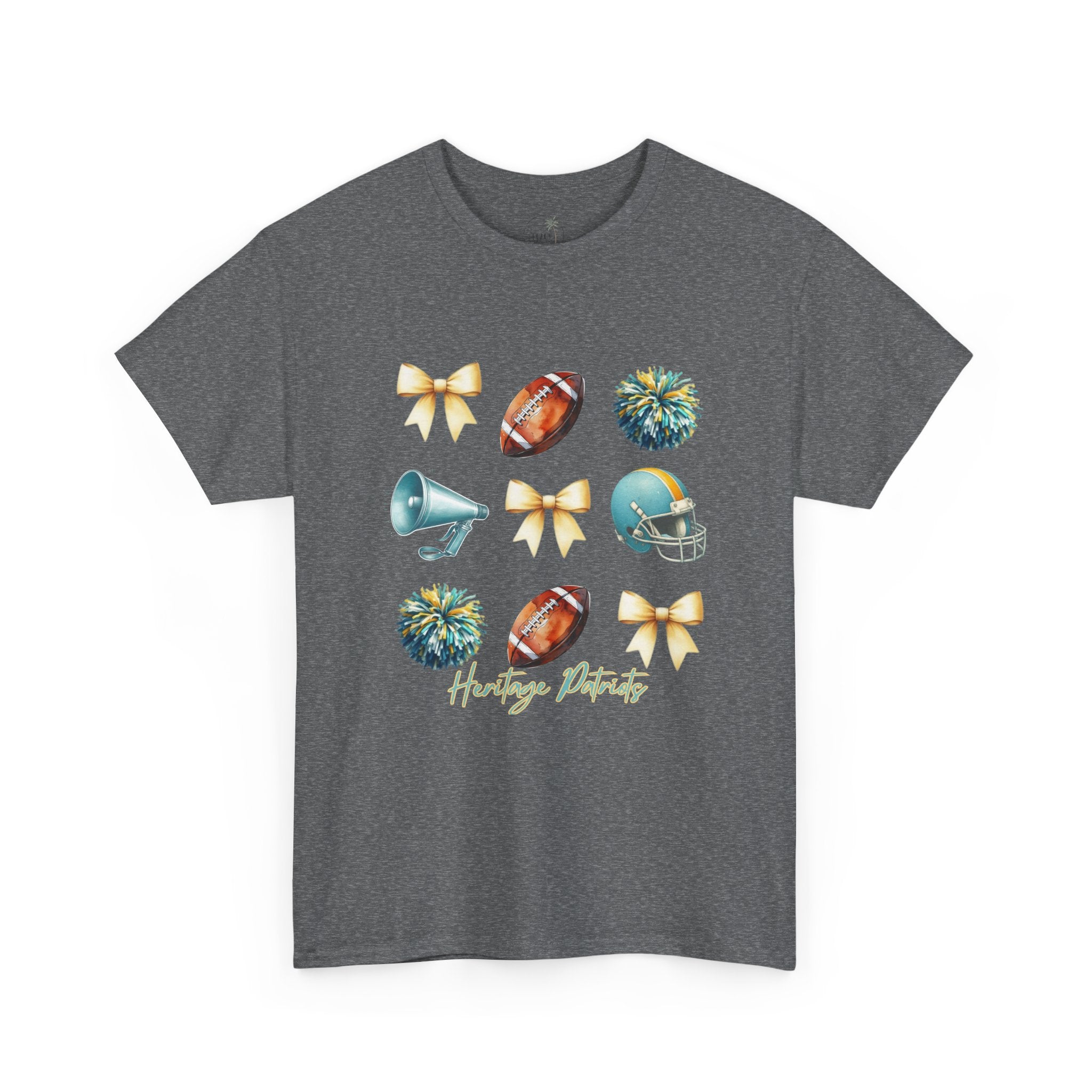 Heritage Patriots Football Icons Tee | Helmet, Ball, Pom Pom, Megaphone