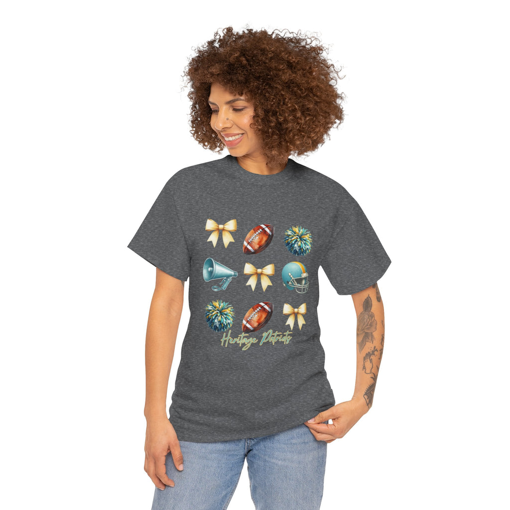 Heritage Patriots Football Icons Tee | Helmet, Ball, Pom Pom, Megaphone