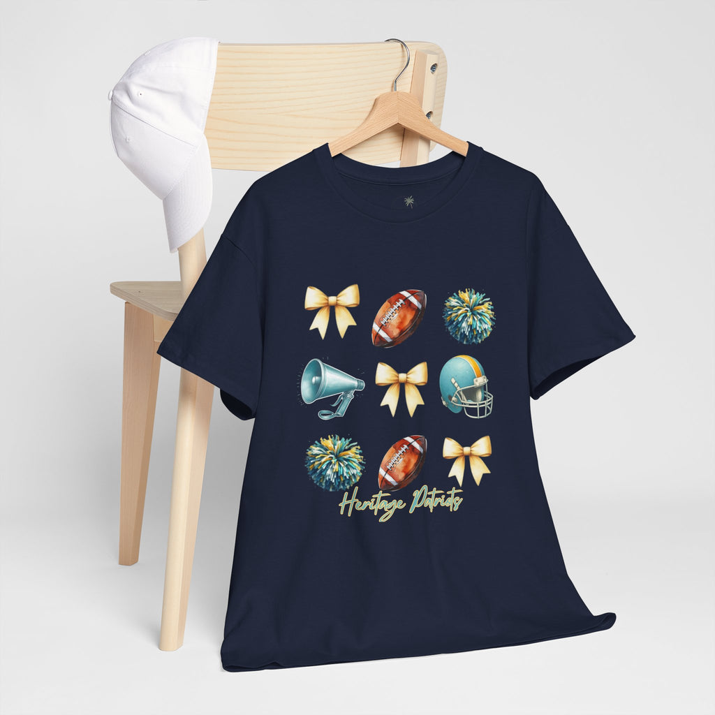 Heritage Patriots Football Icons Tee | Helmet, Ball, Pom Pom, Megaphone