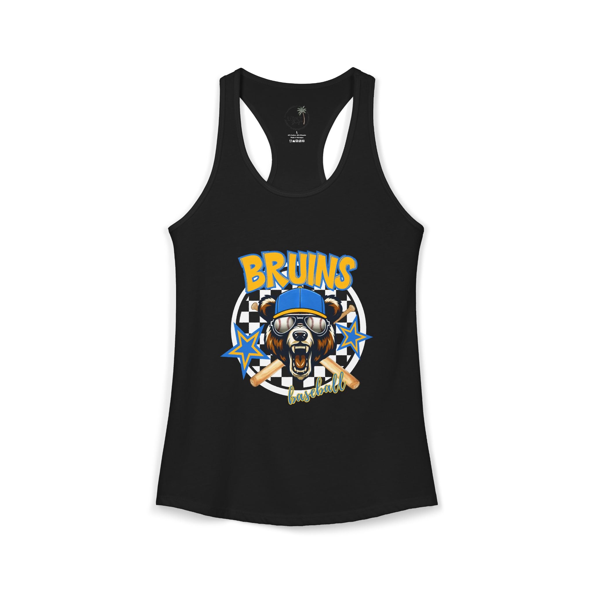 Bruins Baseball Checkered background Women's Ideal Racerback Tank