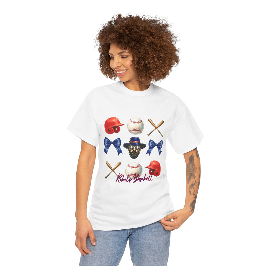 Rebels Baseball Helmet & Bats T-Shirt | Baseball Icons, Bow, Player Portrait