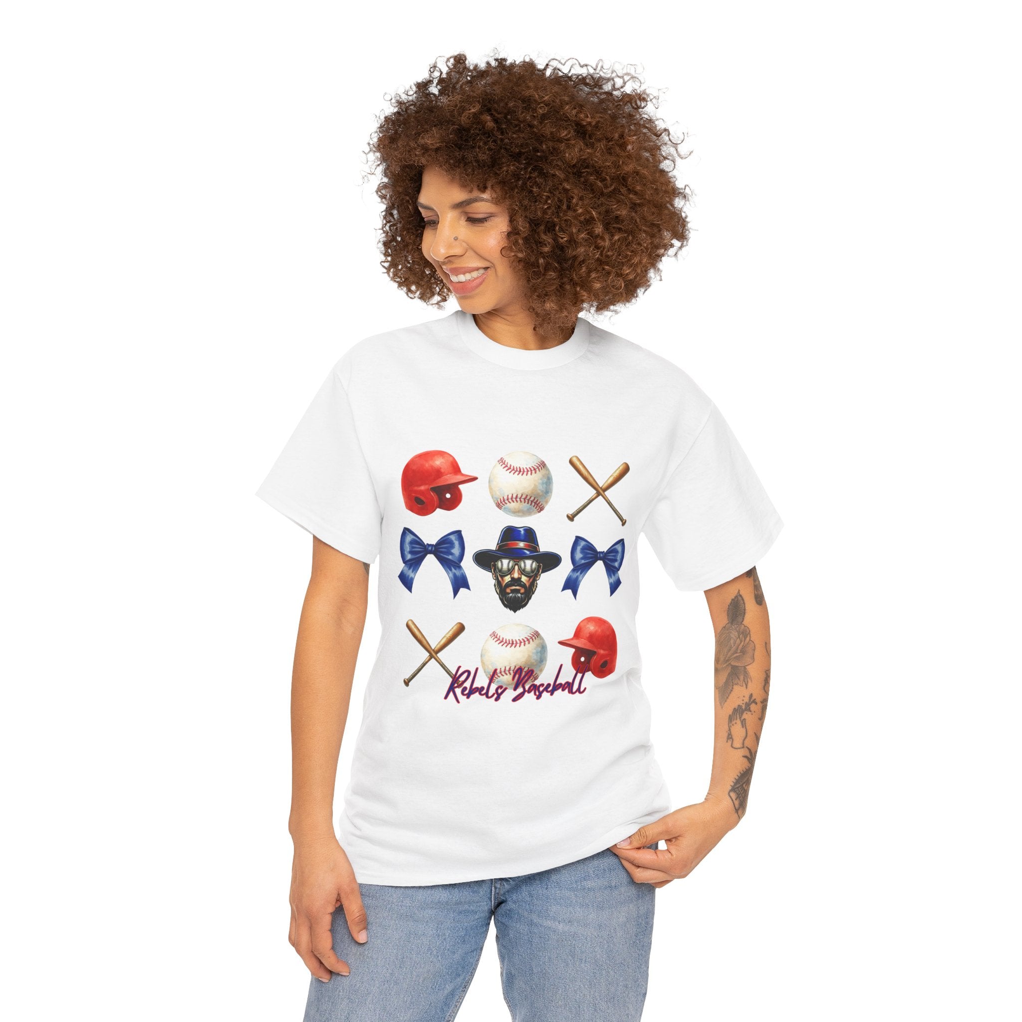 Rebels Baseball Helmet & Bats T-Shirt | Baseball Icons, Bow, Player Portrait