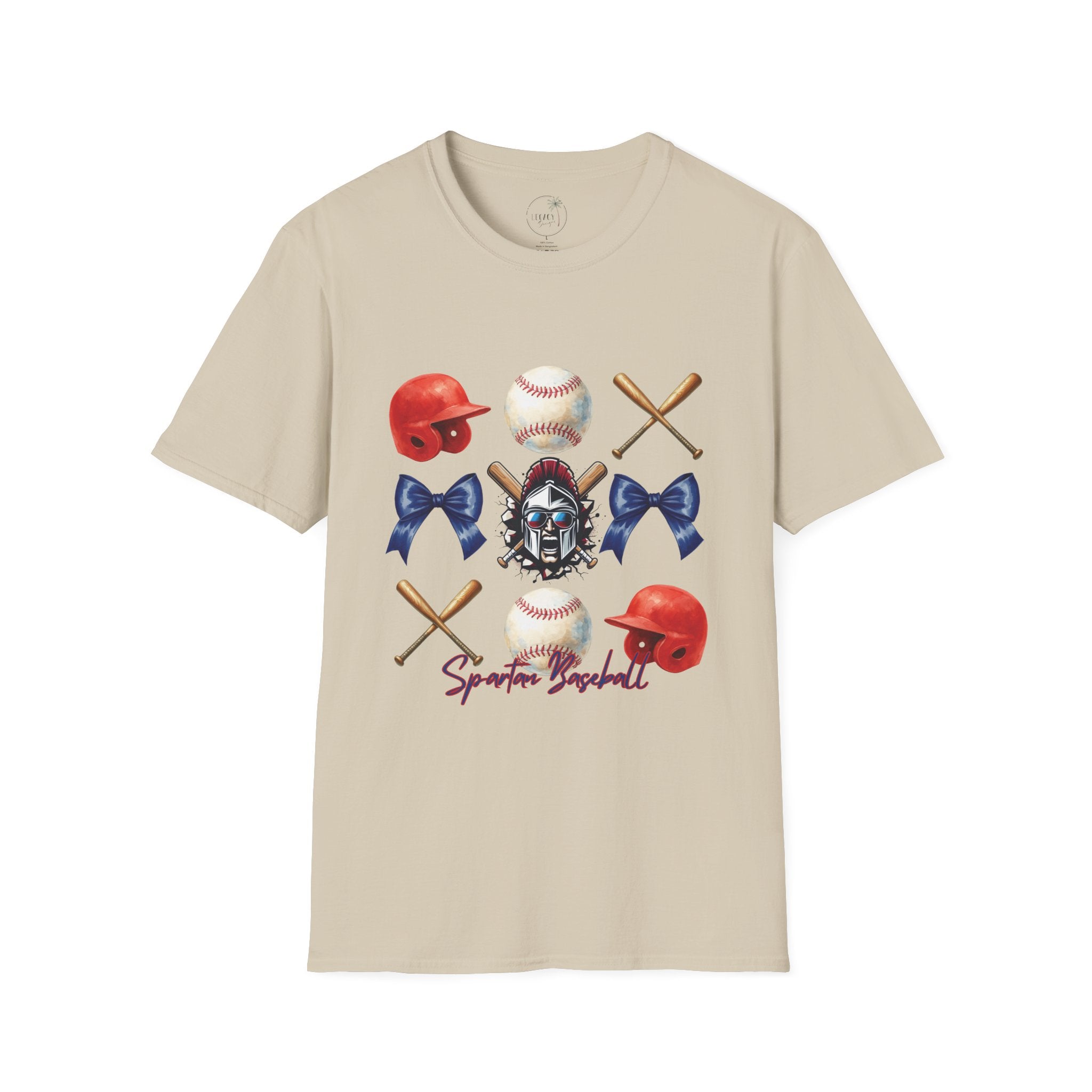 Spartan Baseball Helmet and Gear T-Shirt | Baseball bats, balls, catcher mask, bows