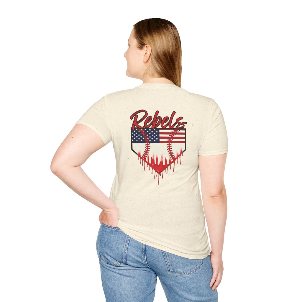 Rebels American Flag Baseball T-Shirt |American Flag Home Plate Drip Design