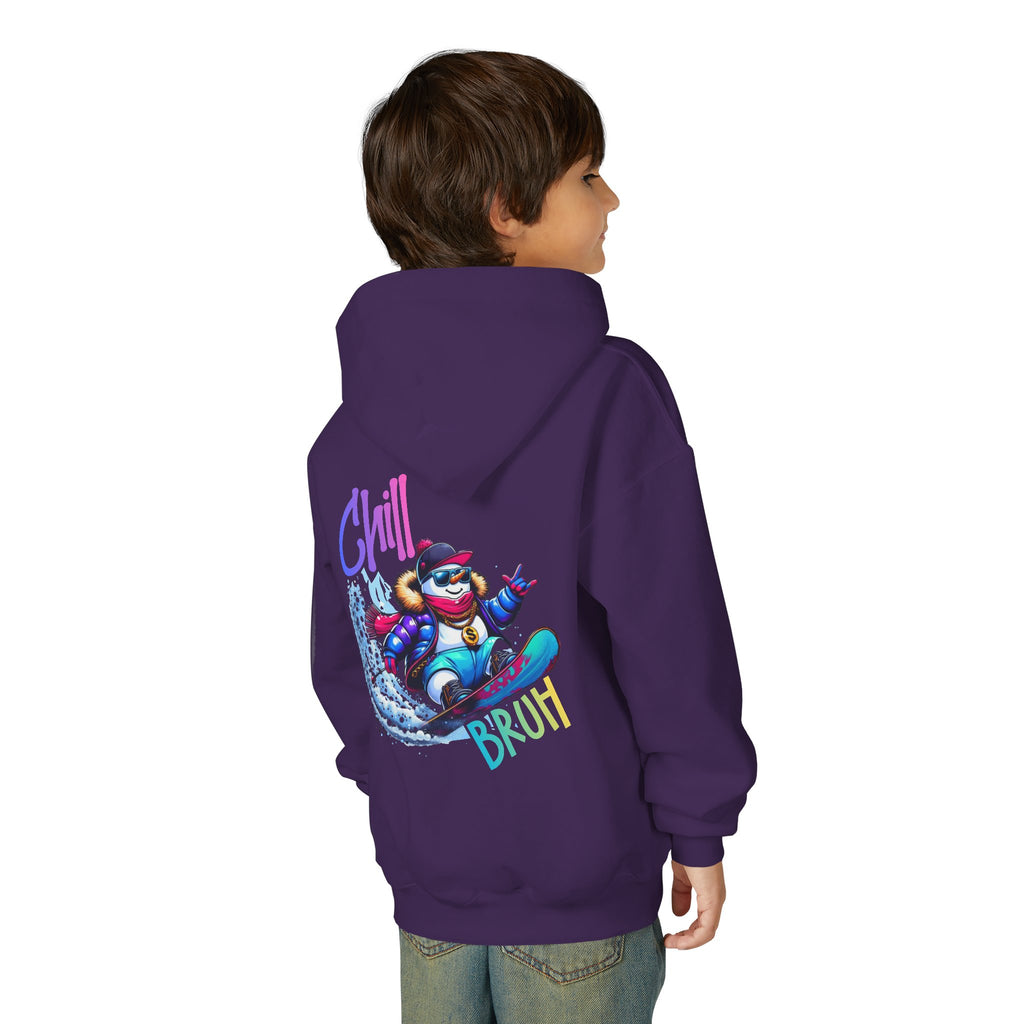 Chill Bruh Snowboarding Character Hoodie | Youth Hooded Sweatshirt