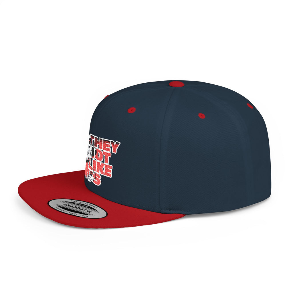 Rebel-They Not Like Us Flat Bill Snapback Hat, Team Spirit Cap, Gift for sports Mom/Dad, Game Day Accessory,