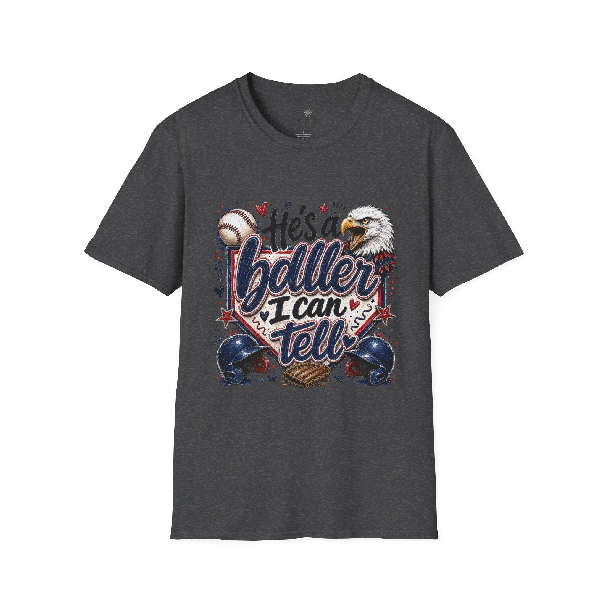 EAGLES-"He's a Ball-er I Can Tell" Patriotic Eagle Design Baseball Mom T‑Shirt —