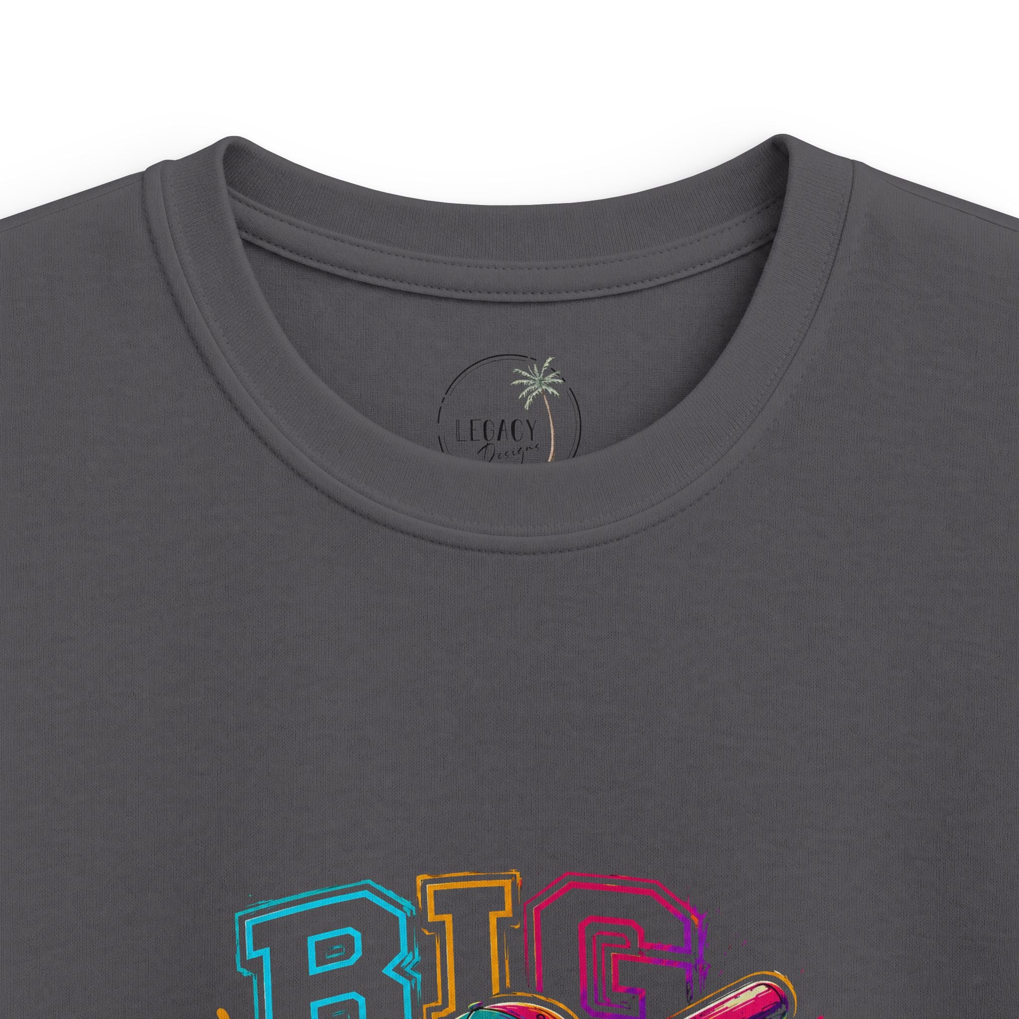 Big Bat Energy Kids Tee | Neon Baseball Bat Graphic, Youth Sport Shirt