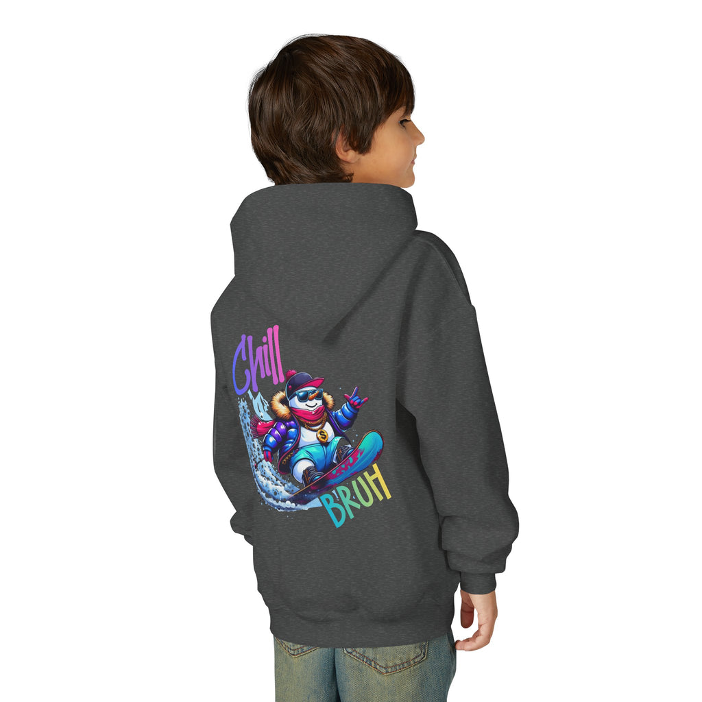 Chill Bruh Snowboarding Character Hoodie | Youth Hooded Sweatshirt