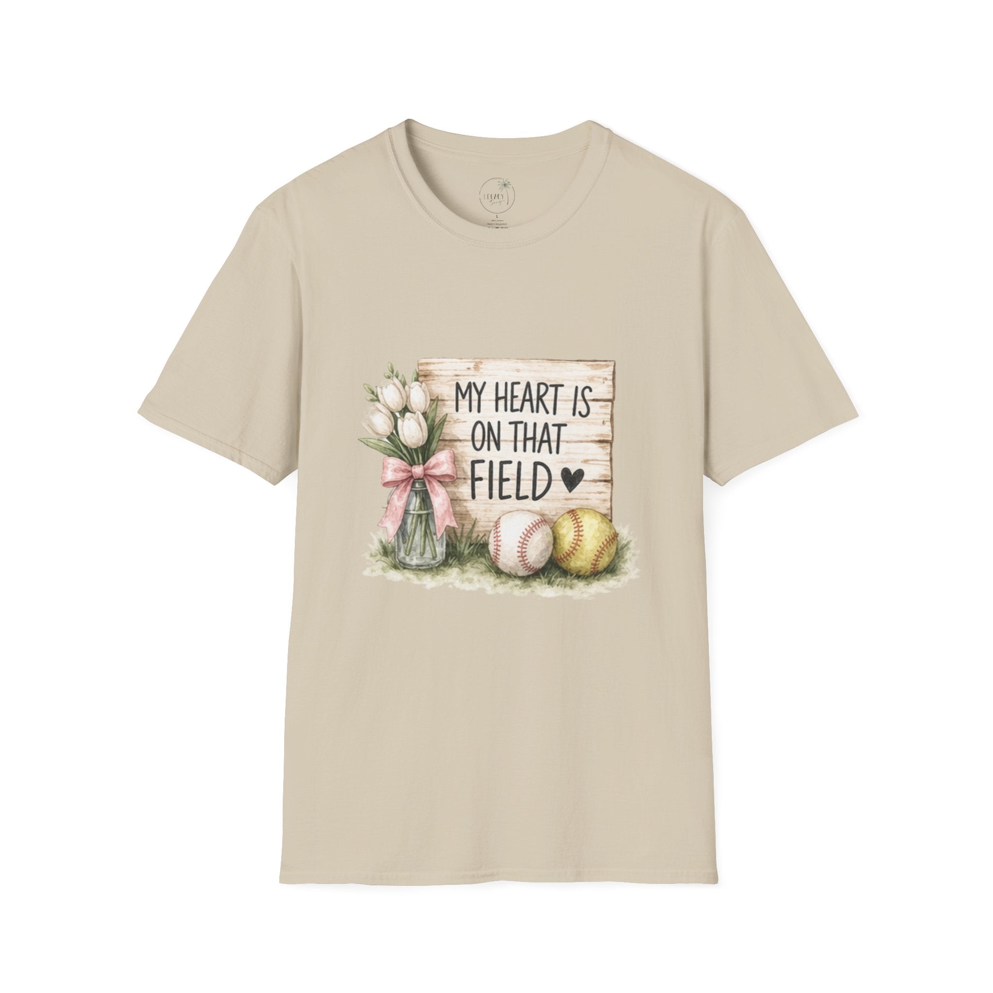 My Heart Is On That Field T-Shirt | Baseball Softball Mom Design