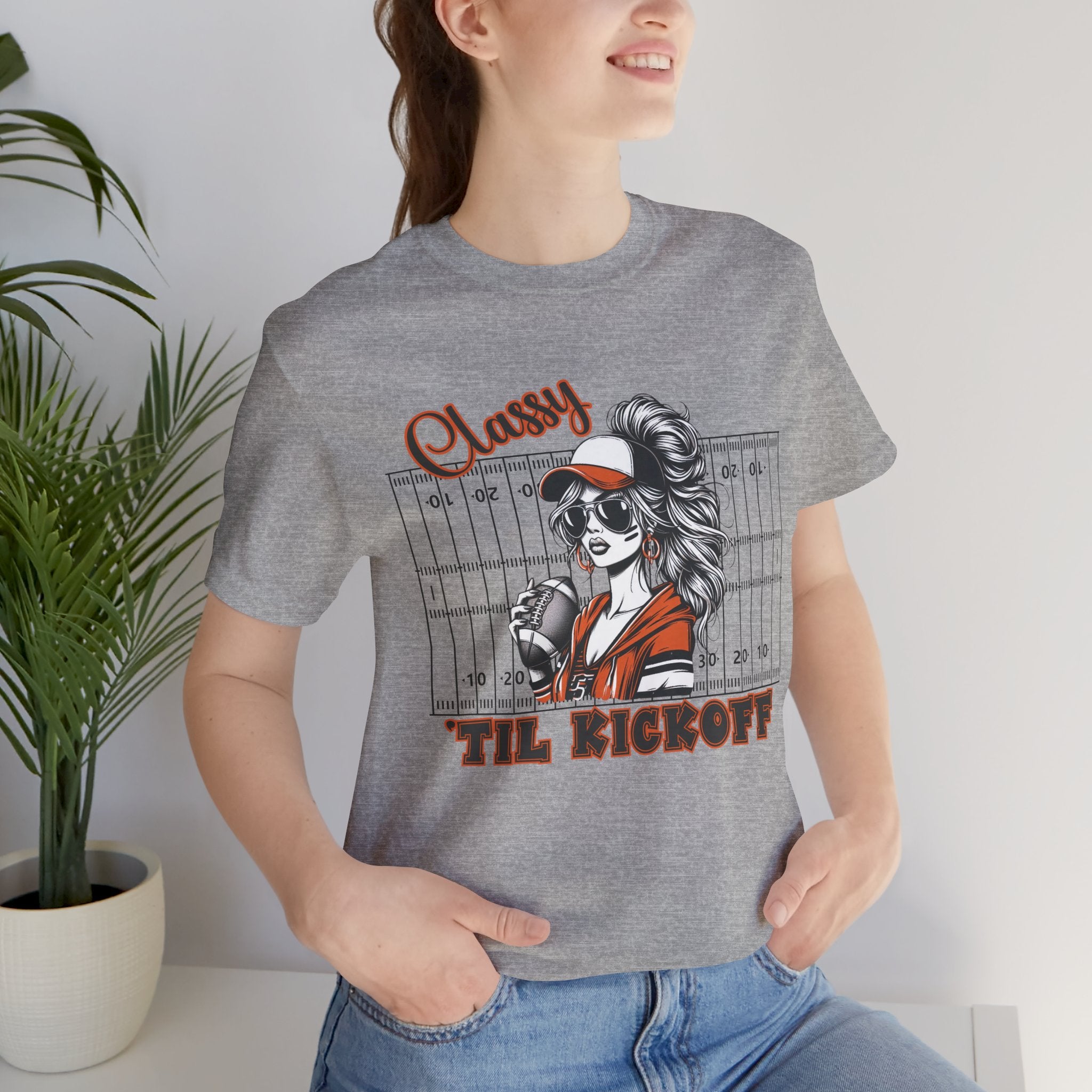 Classy Til Kickoff Football T-Shirt | Womens Game Day Tee | Cute Football Mom Shirt | Tailgate Outfit Fall Sports Fan Gift