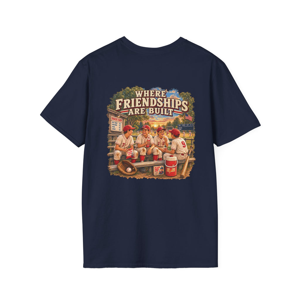 Vintage Baseball Nostalgia Shirt, Where Friendships Are Built Tee, Classic Baseball Fan Shirt, Game Day Graphic Tee, Sports Lover Gift