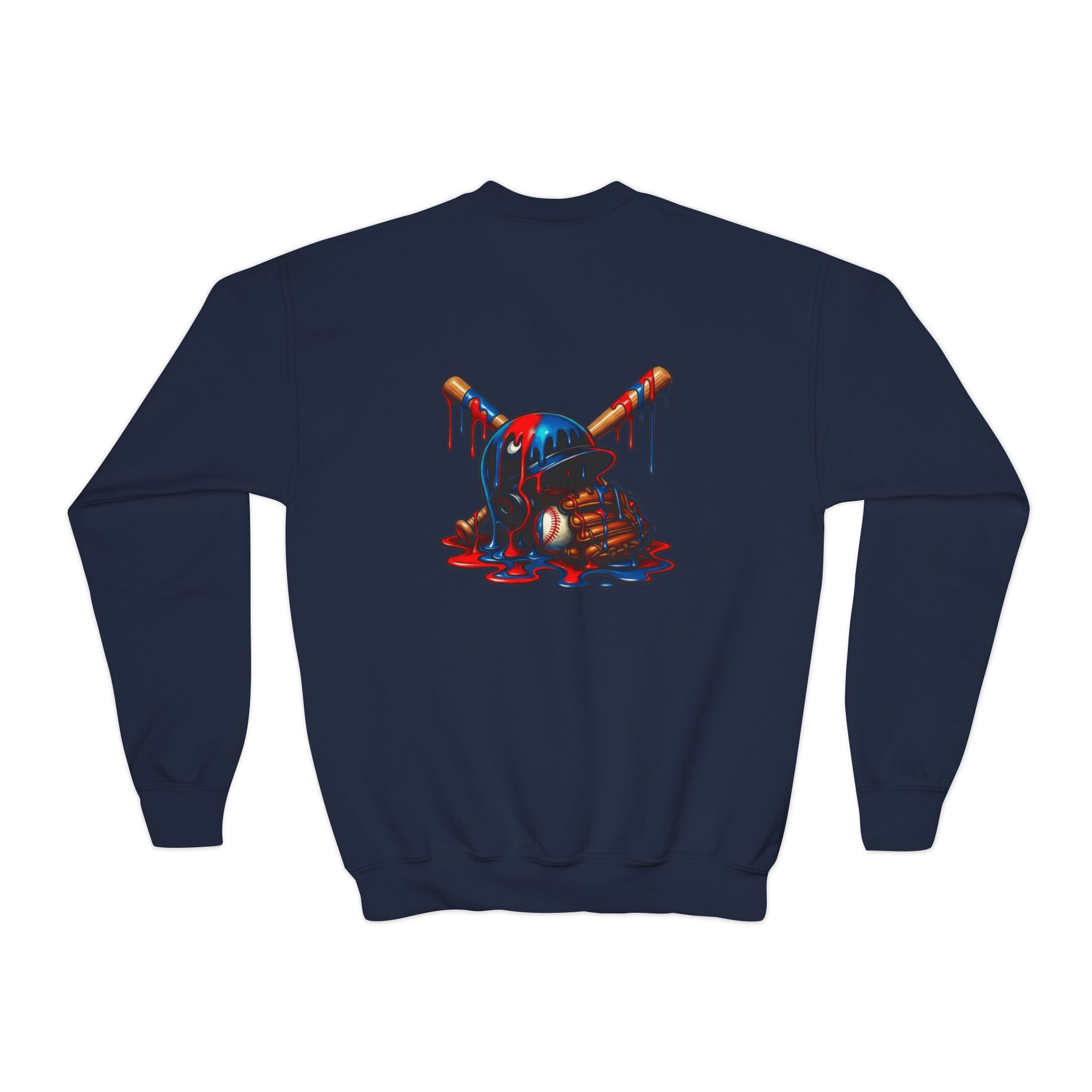 Drip Baseball Helmet Youth Sweatshirt | Drip Graphic, Sports Skull