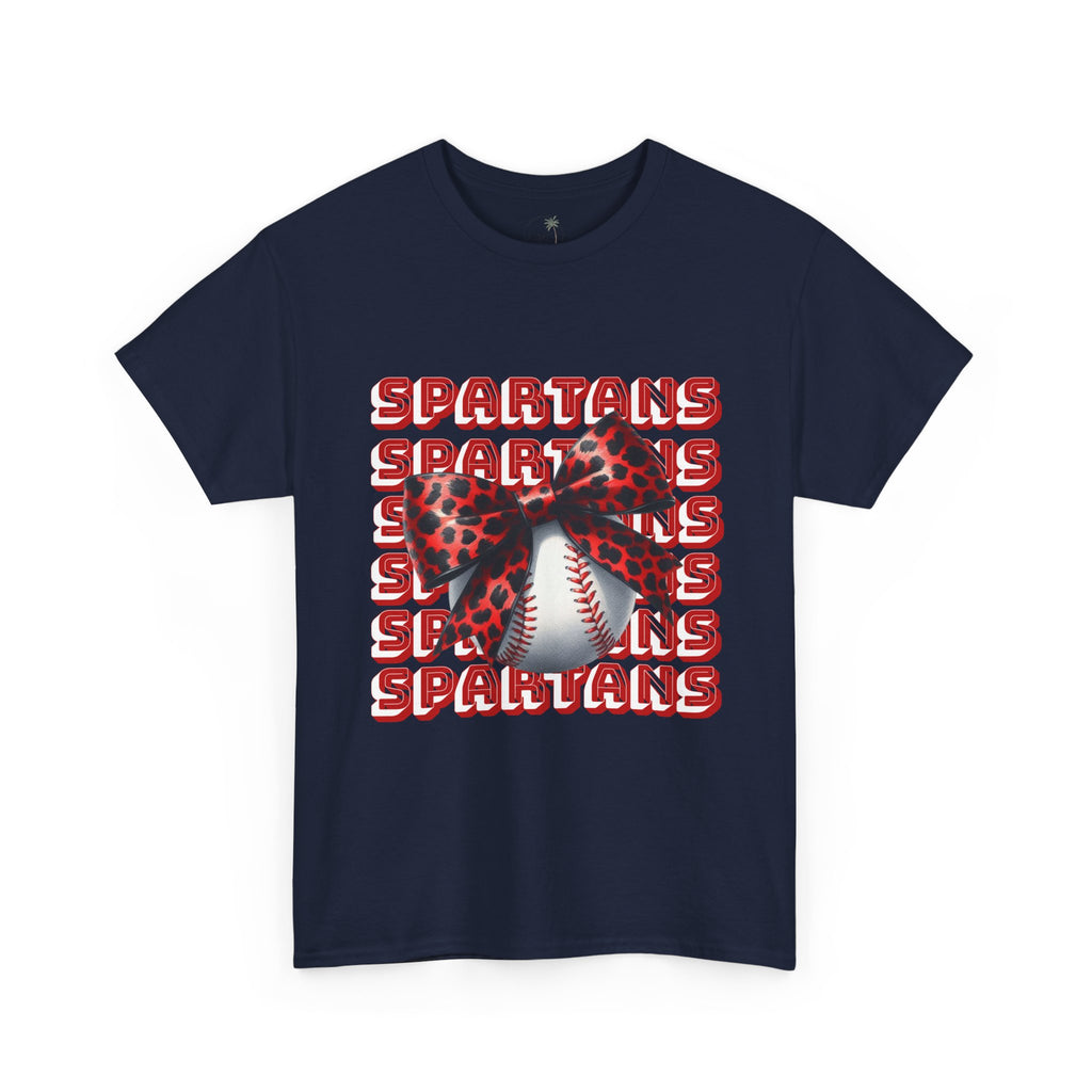 Spartans Leopard Bow Baseball Tee | Sports Team Graphic Shirt