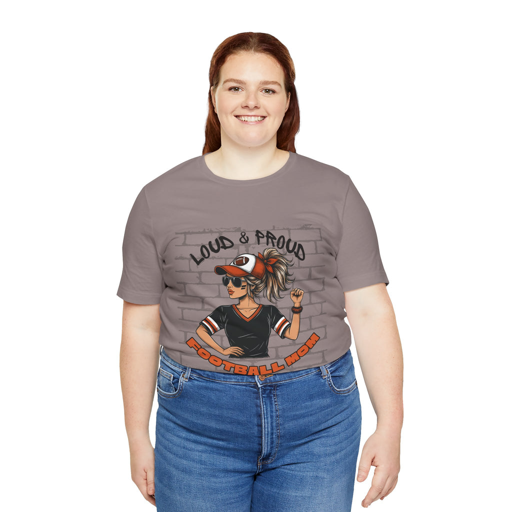 Loud & Proud Football Mom Shirt Game Day Tee for Sports Moms and Parents Support Your Player Graphic T-Shirt Game Day Outfit