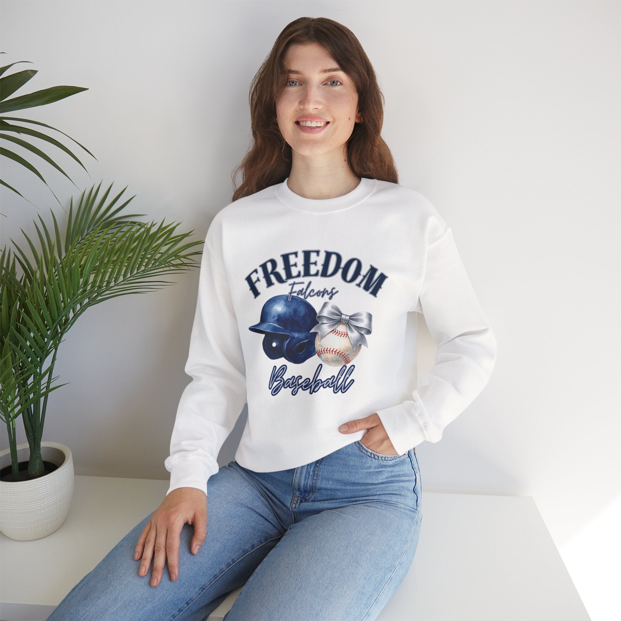 Freedom Baseball Crewneck Sweatshirt | Helmet and Baseball Graphic